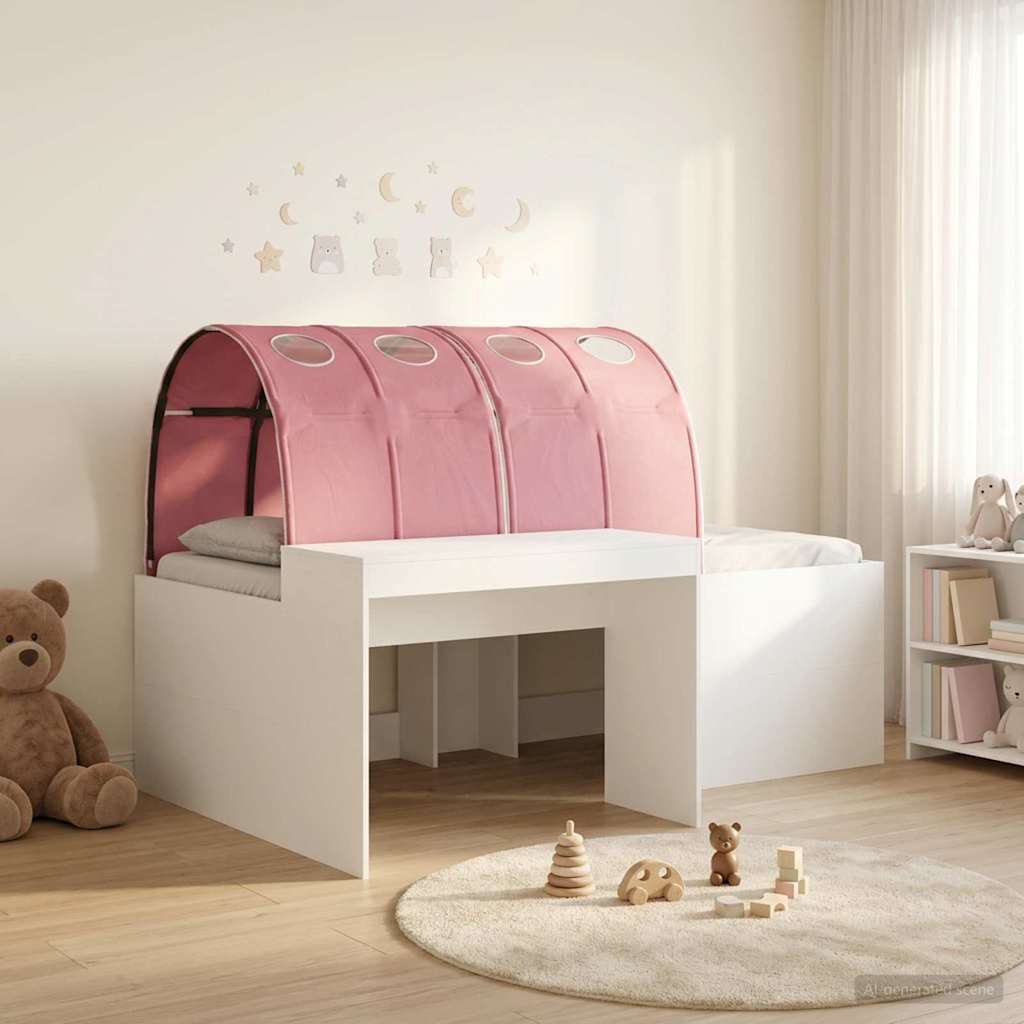 vidaXL Bed met Tunnel 4 pcs Wit en Lichtblauw Bewerkt hout