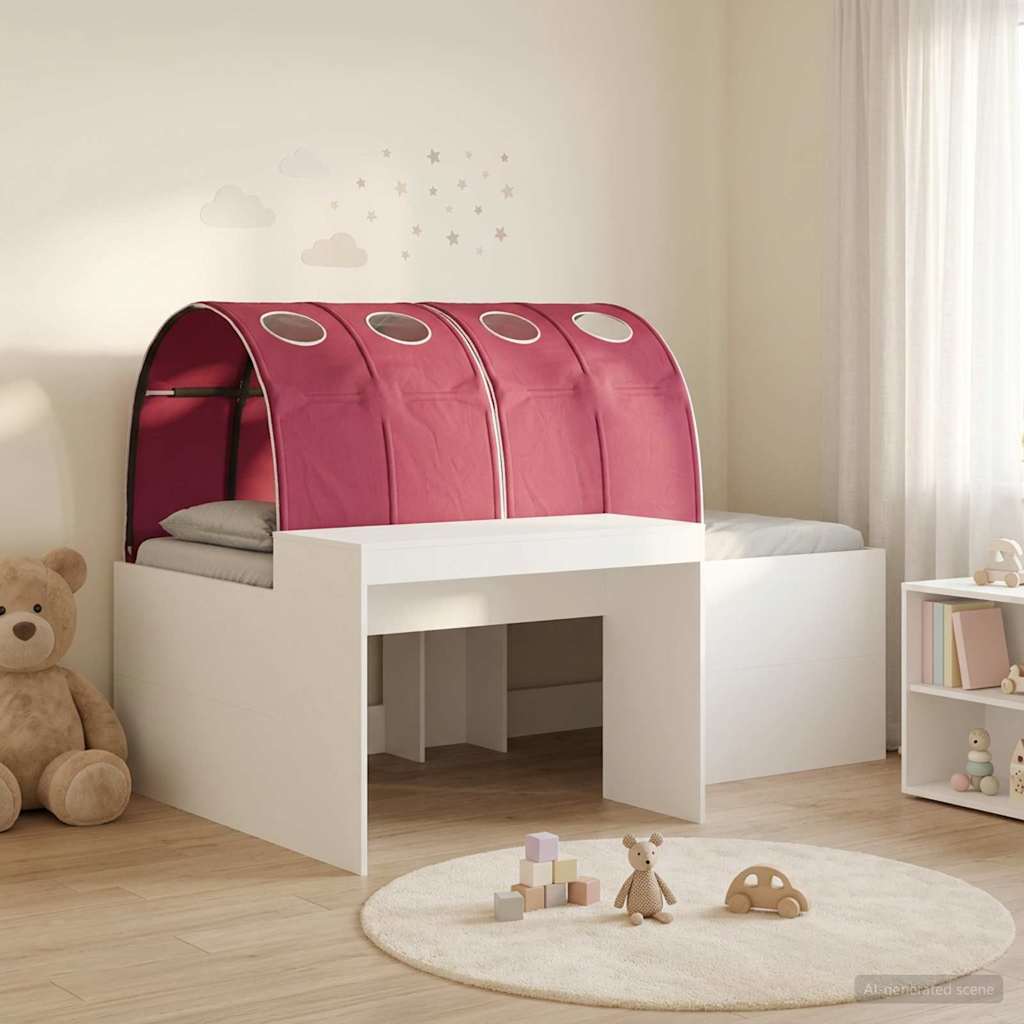 vidaXL Bed met Tunnel 4 pcs Wit en Lichtblauw Bewerkt hout