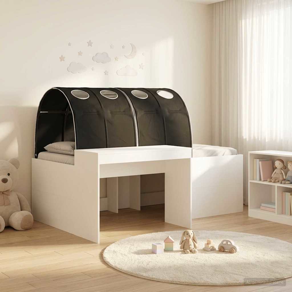 vidaXL Bed met Tunnel 4 pcs Wit en Lichtblauw Bewerkt hout