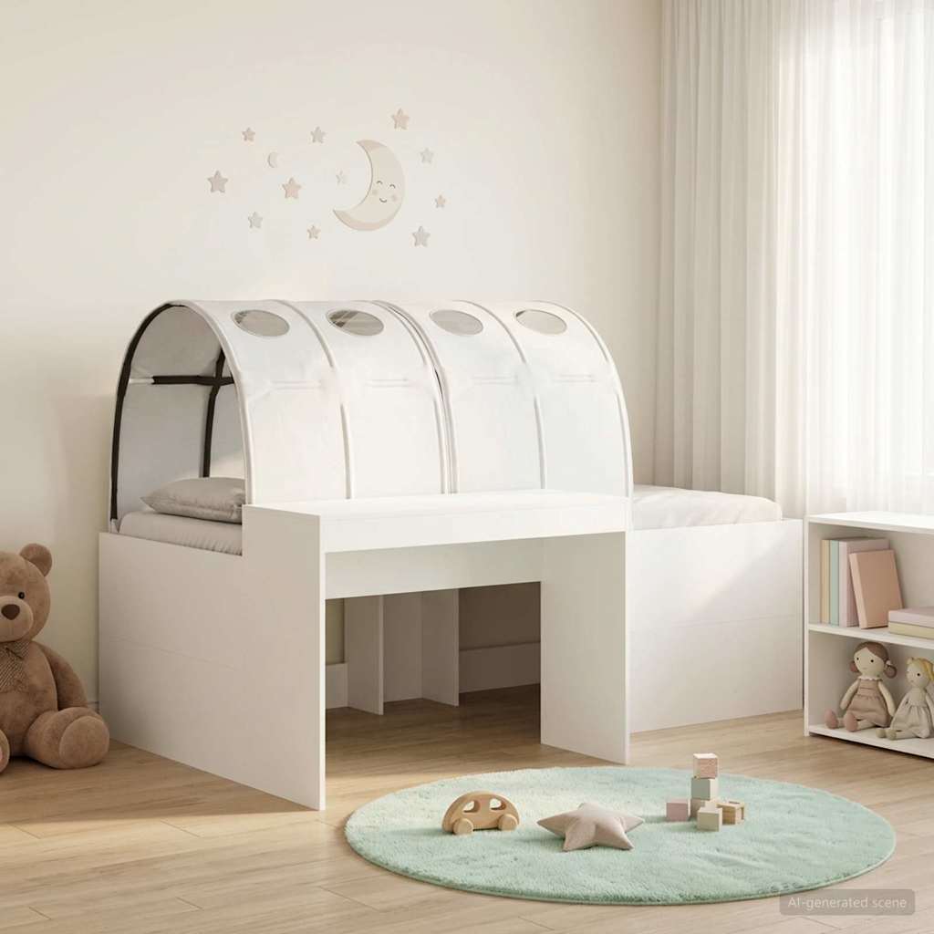 vidaXL Bed met Tunnel 4 pcs Wit en Lichtblauw Bewerkt hout