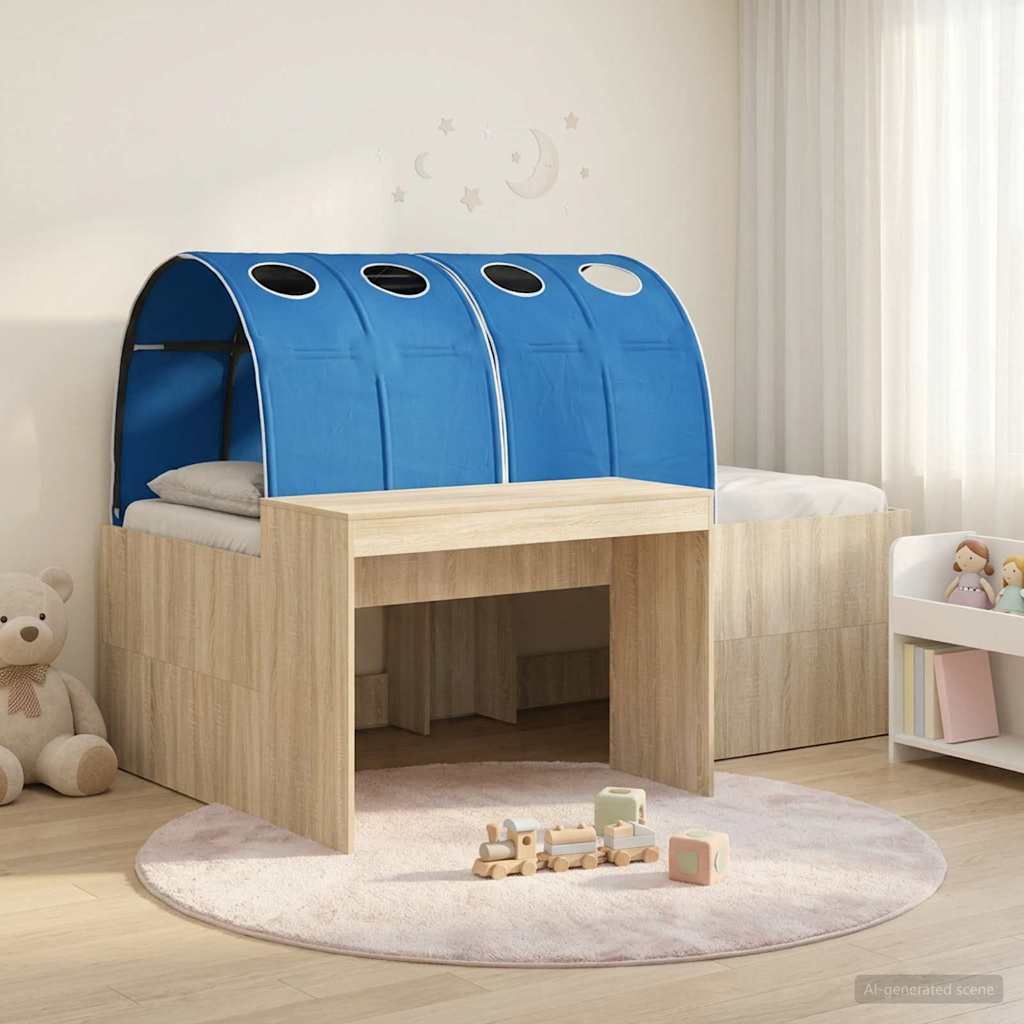 vidaXL Bed met Tunnel 4 pcs Wit en Lichtblauw Bewerkt hout