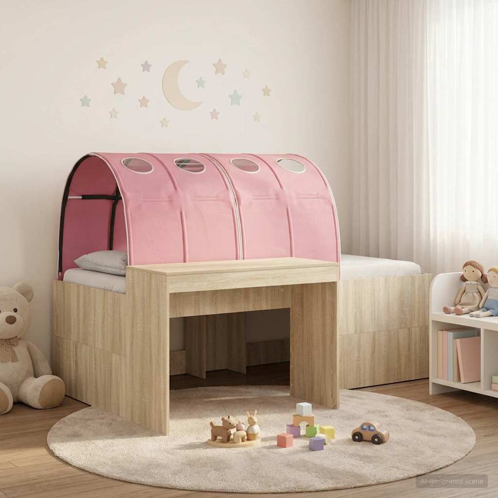 vidaXL Bed met Tunnel 4 pcs Wit en Lichtblauw Bewerkt hout