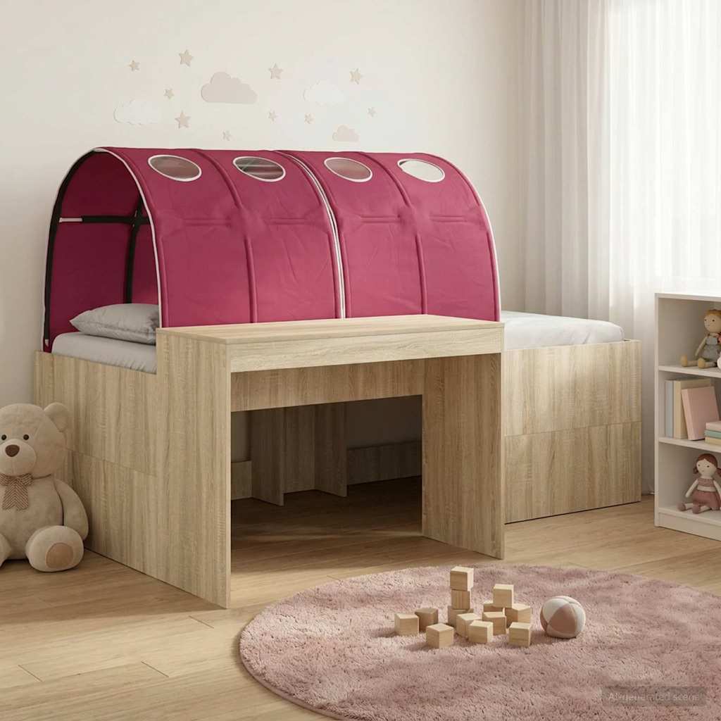 vidaXL Bed met Tunnel 4 pcs Wit en Lichtblauw Bewerkt hout