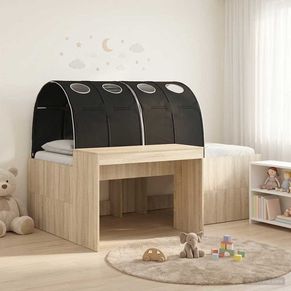 vidaXL Bed met Tunnel 4 pcs Wit en Lichtblauw Bewerkt hout