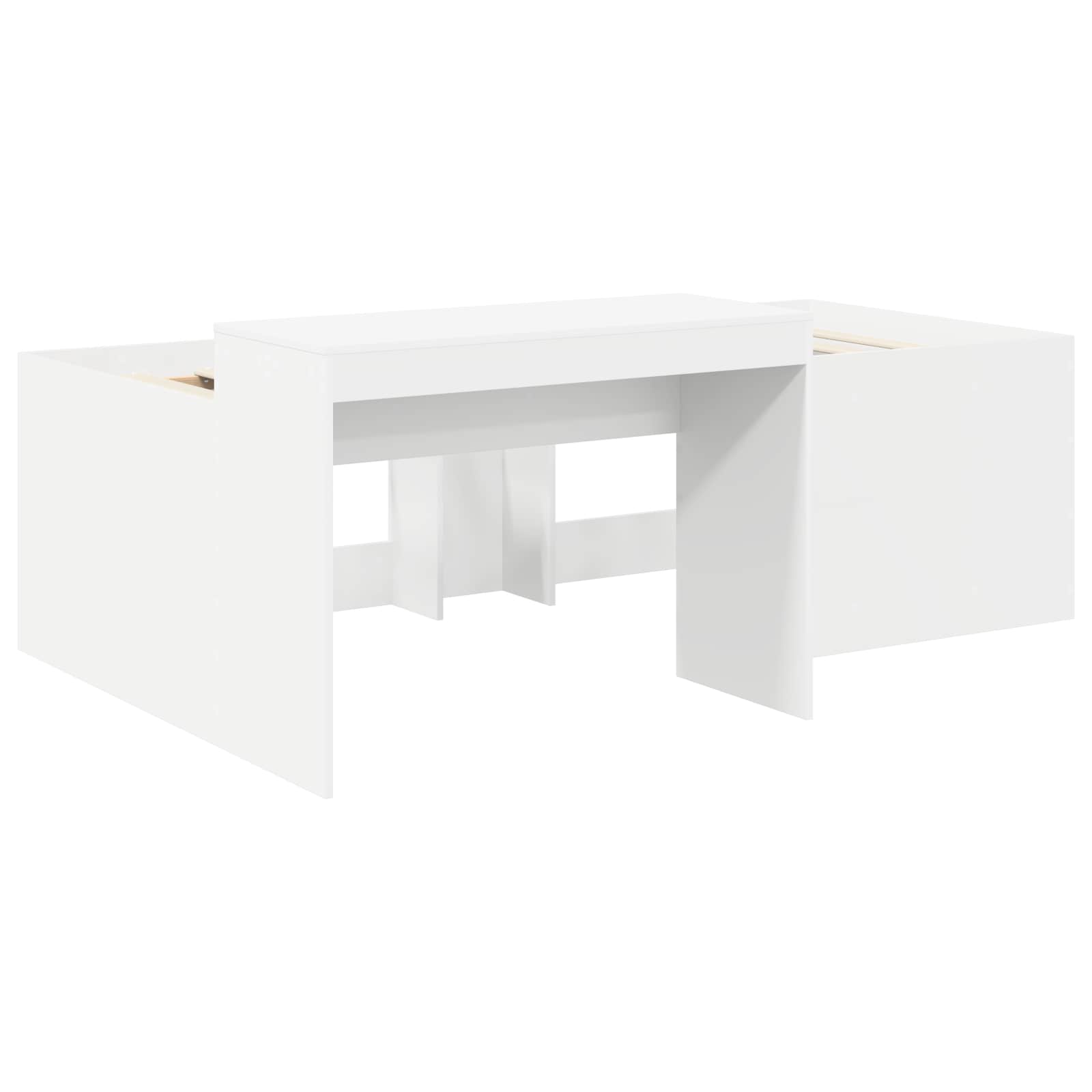 vidaXL Hoge Bed Frame met Bureau voor Kinderen Wit Bewerkt hout
