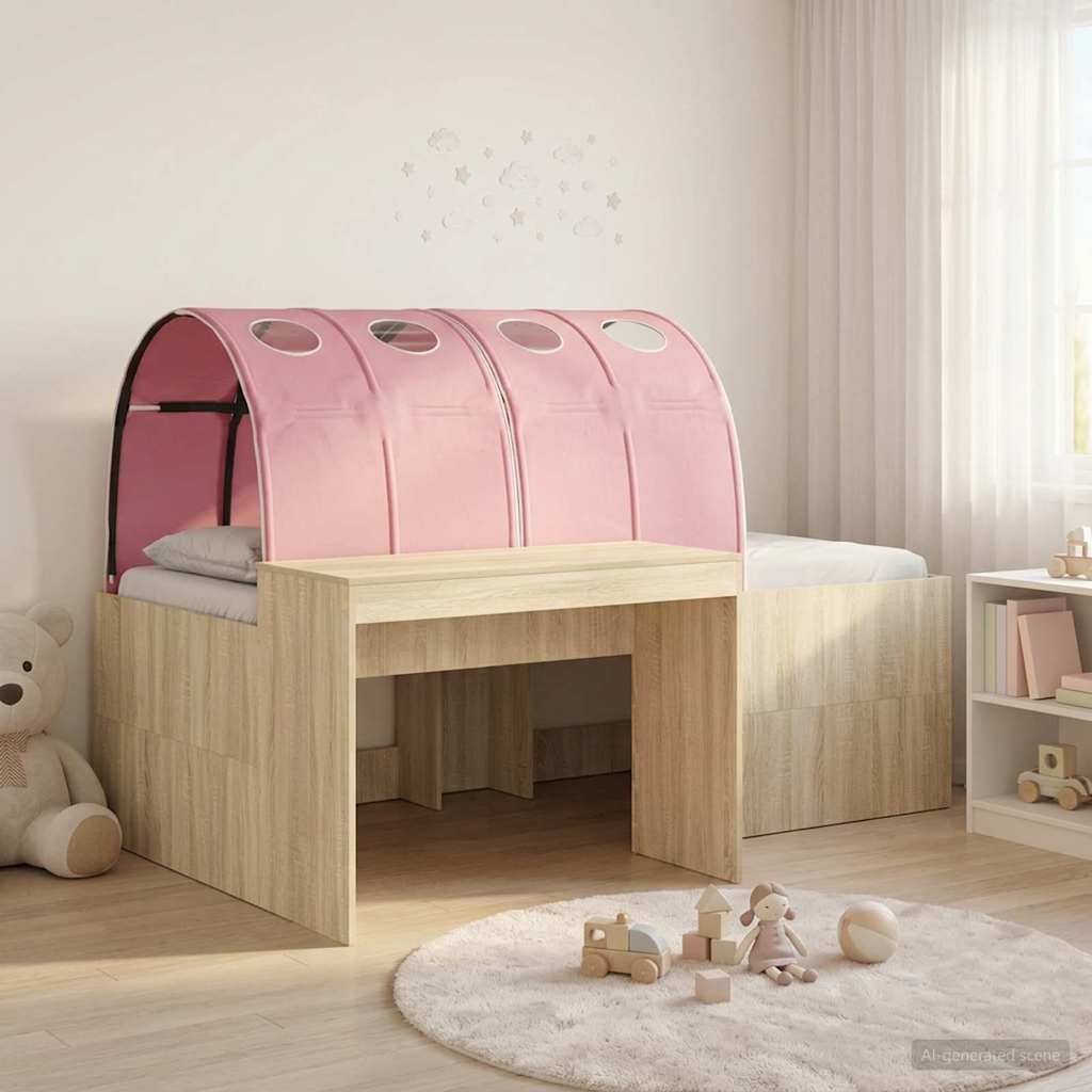 vidaXL Hoge Bed Frame met Bureau voor Kinderen Wit Bewerkt hout