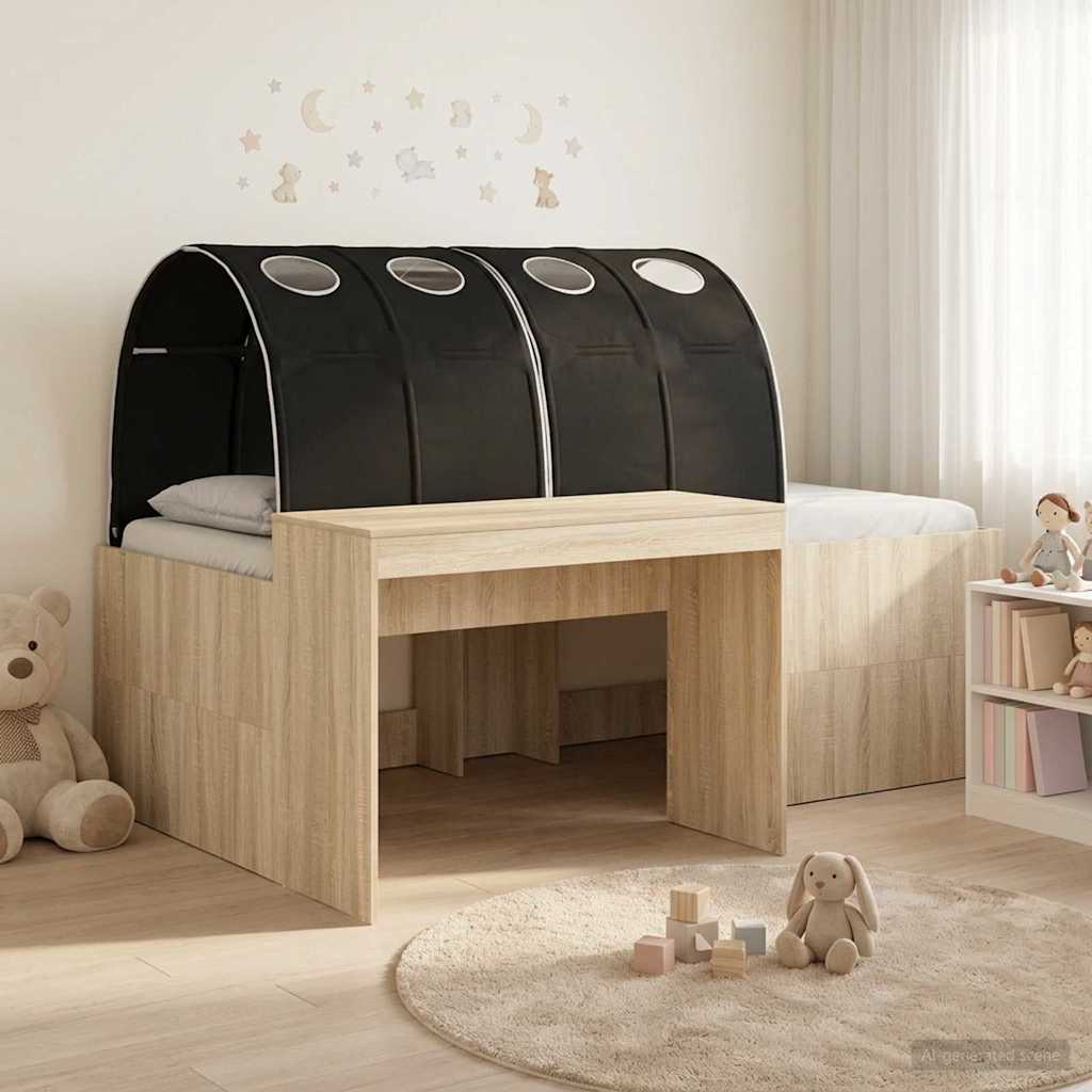 vidaXL Hoge Bed Frame met Bureau voor Kinderen Wit Bewerkt hout