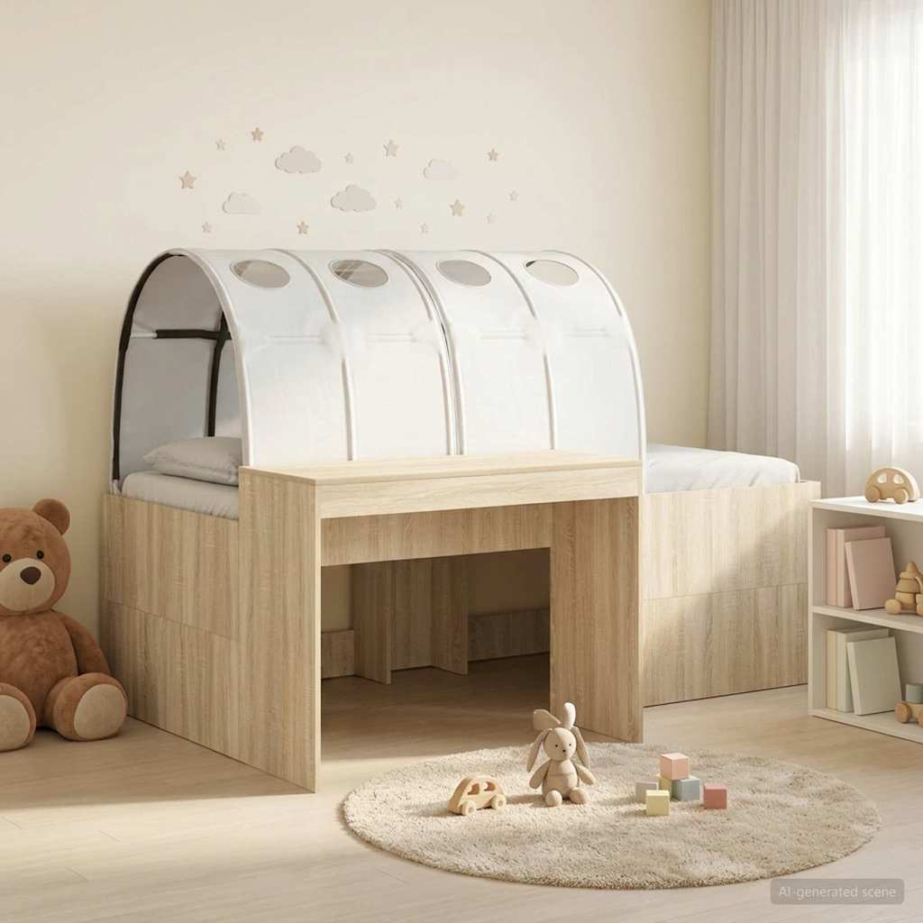 vidaXL Bed met Tunnel 4 pcs Artisian Eik en Rood Bewerkt hout