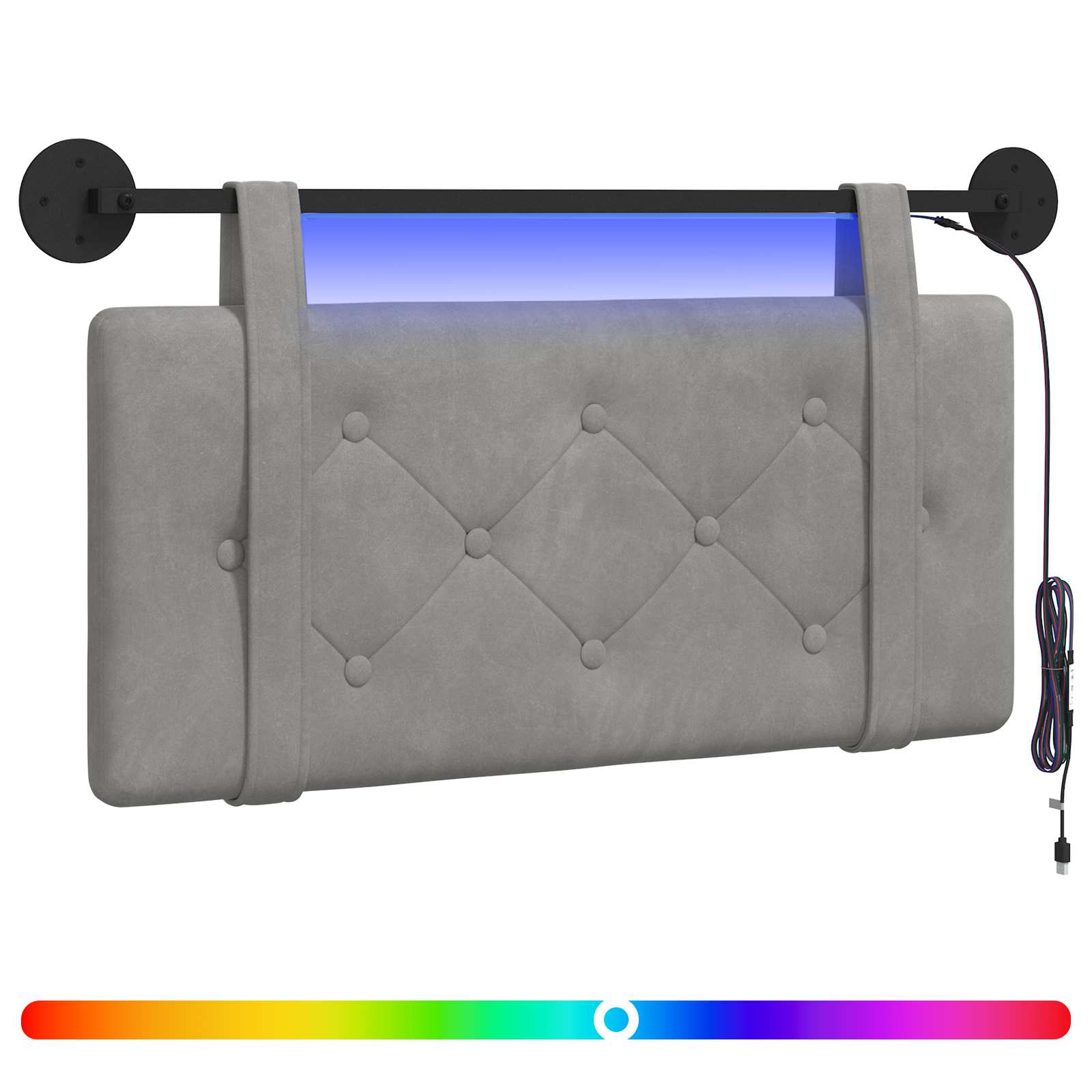 vidaXL Hangend Hoofdeinde Lichtgrijs 90 x 55 x 5 cm Fluweel