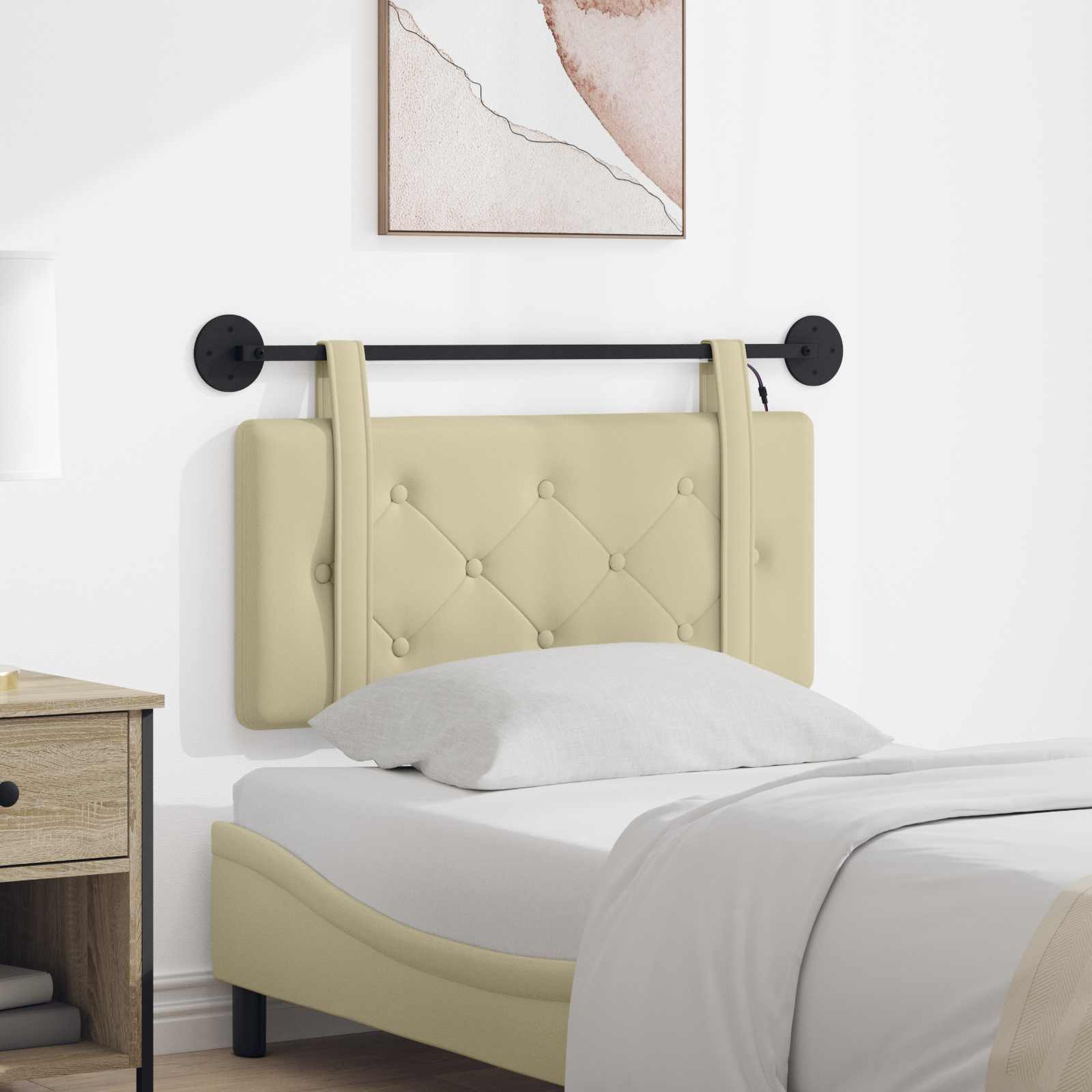 vidaXL Hangend Hoofdeinde Wandgemonteerd Crème 80 cm Nep Leer
