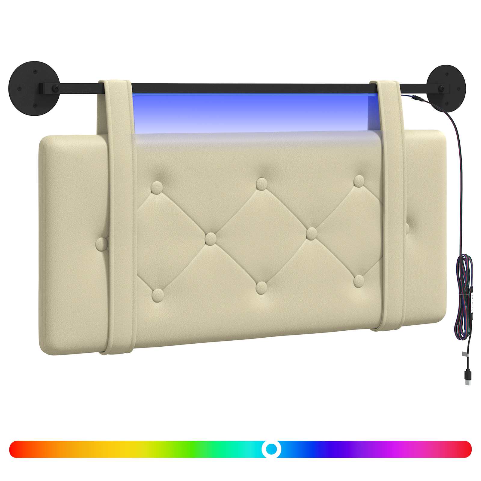vidaXL Hangend Hoofdeinde Wandgemonteerd Crème 80 cm Nep Leer
