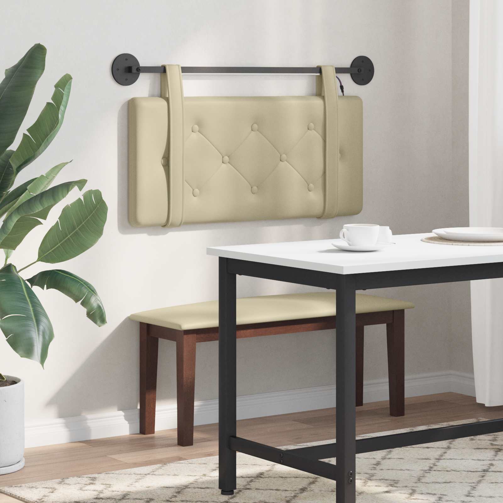 vidaXL Hangend Hoofdeinde Wandgemonteerd Crème 80 cm Nep Leer