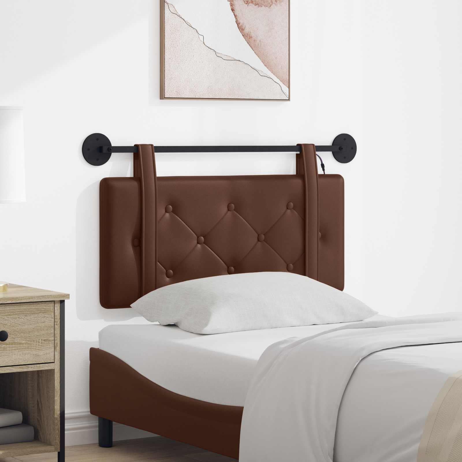 vidaXL Hangend Hoofdeinde Wandgemonteerd Crème 80 cm Nep Leer