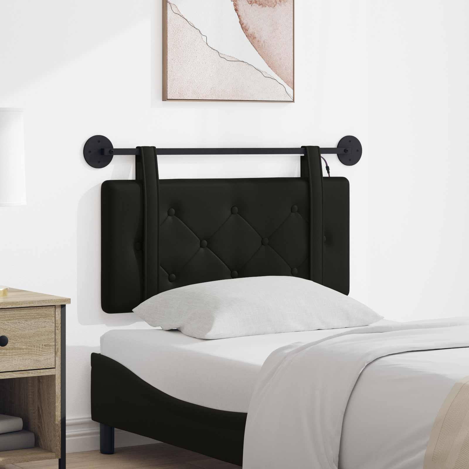 vidaXL Hangend Hoofdeinde Wandgemonteerd Crème 80 cm Nep Leer