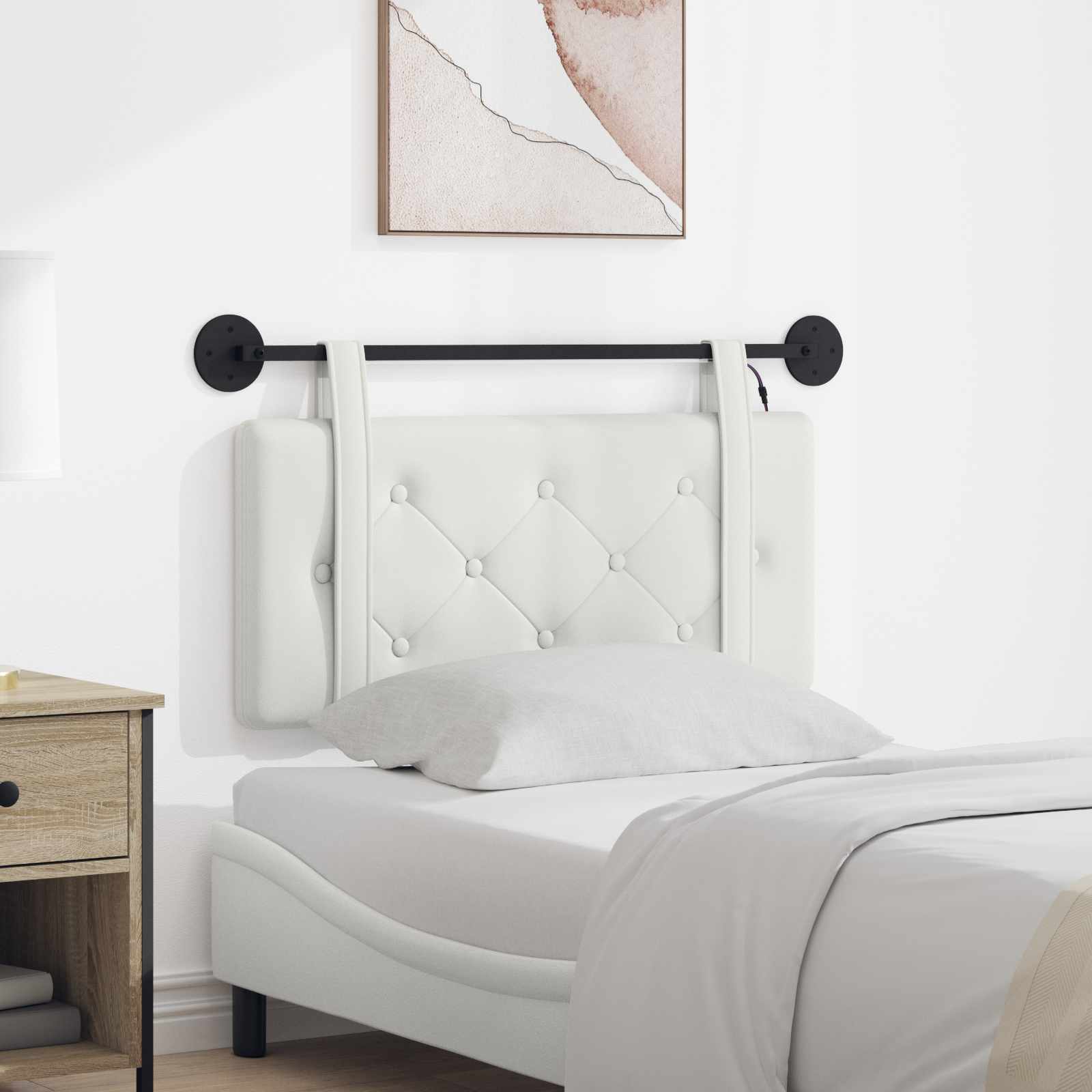 vidaXL Hangend Hoofdeinde Wandgemonteerd Crème 80 cm Nep Leer