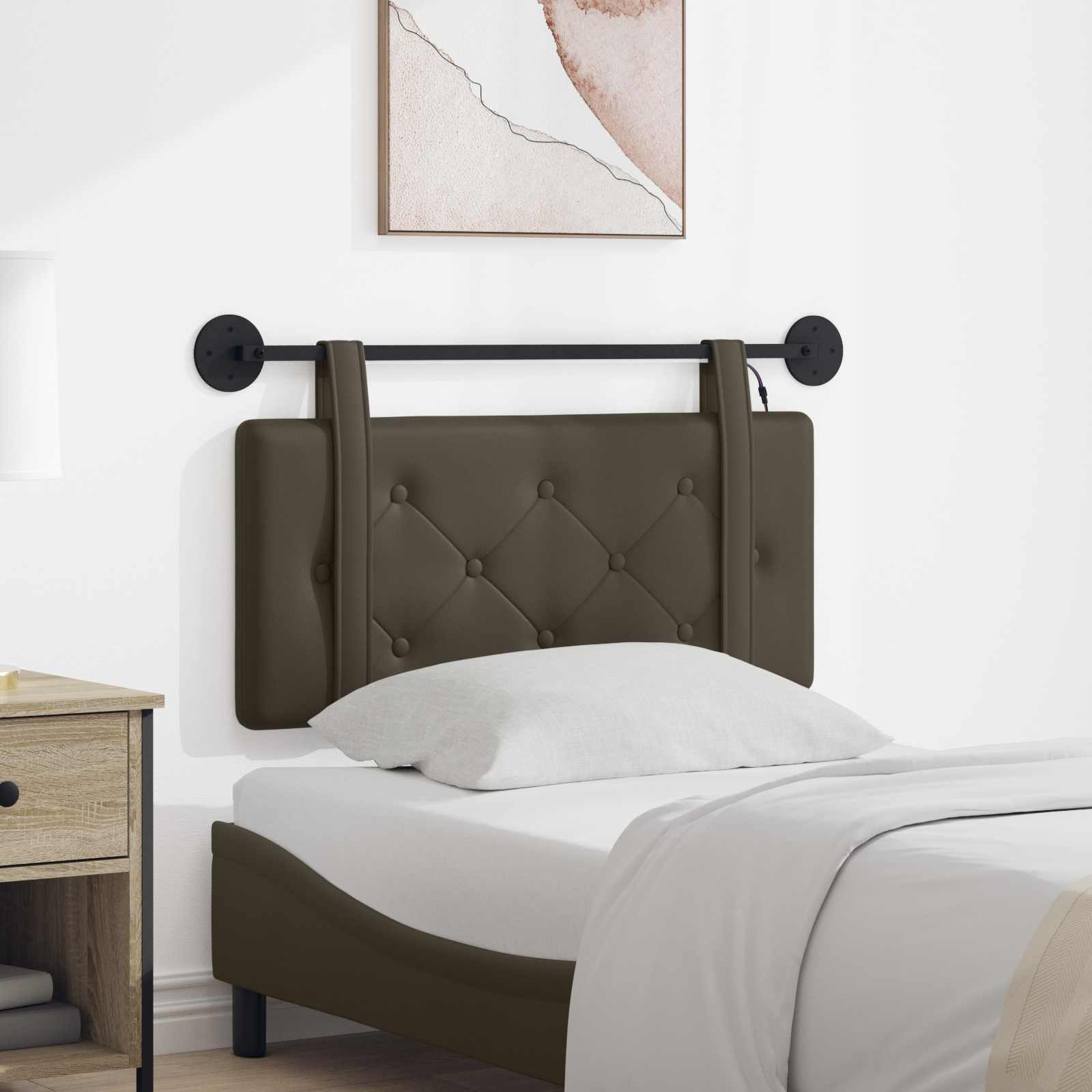 vidaXL Hangend Hoofdeinde Wandgemonteerd Crème 80 cm Nep Leer