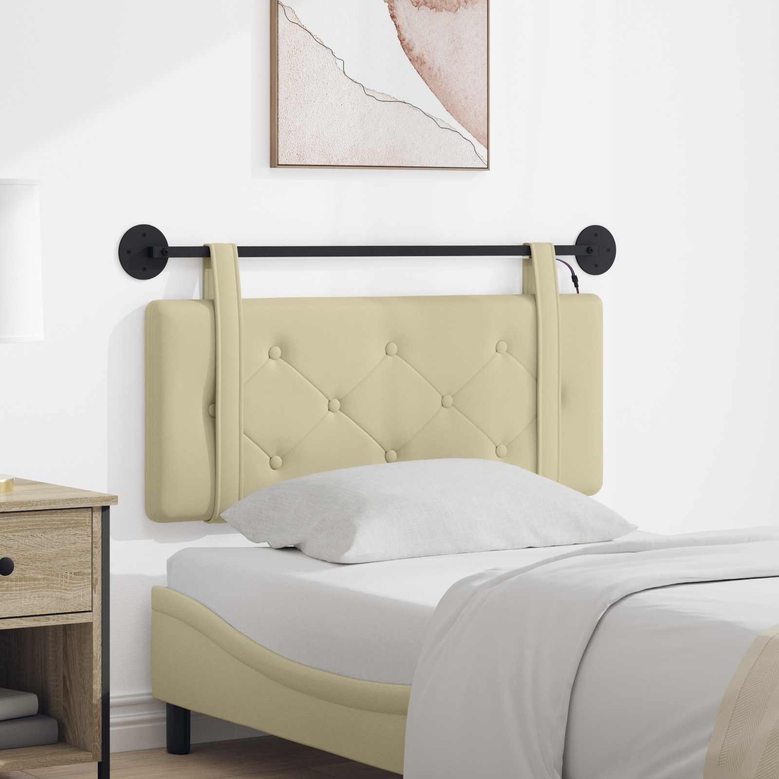 vidaXL Hangend Hoofdeinde Wandgemonteerd Crème 80 cm Nep Leer
