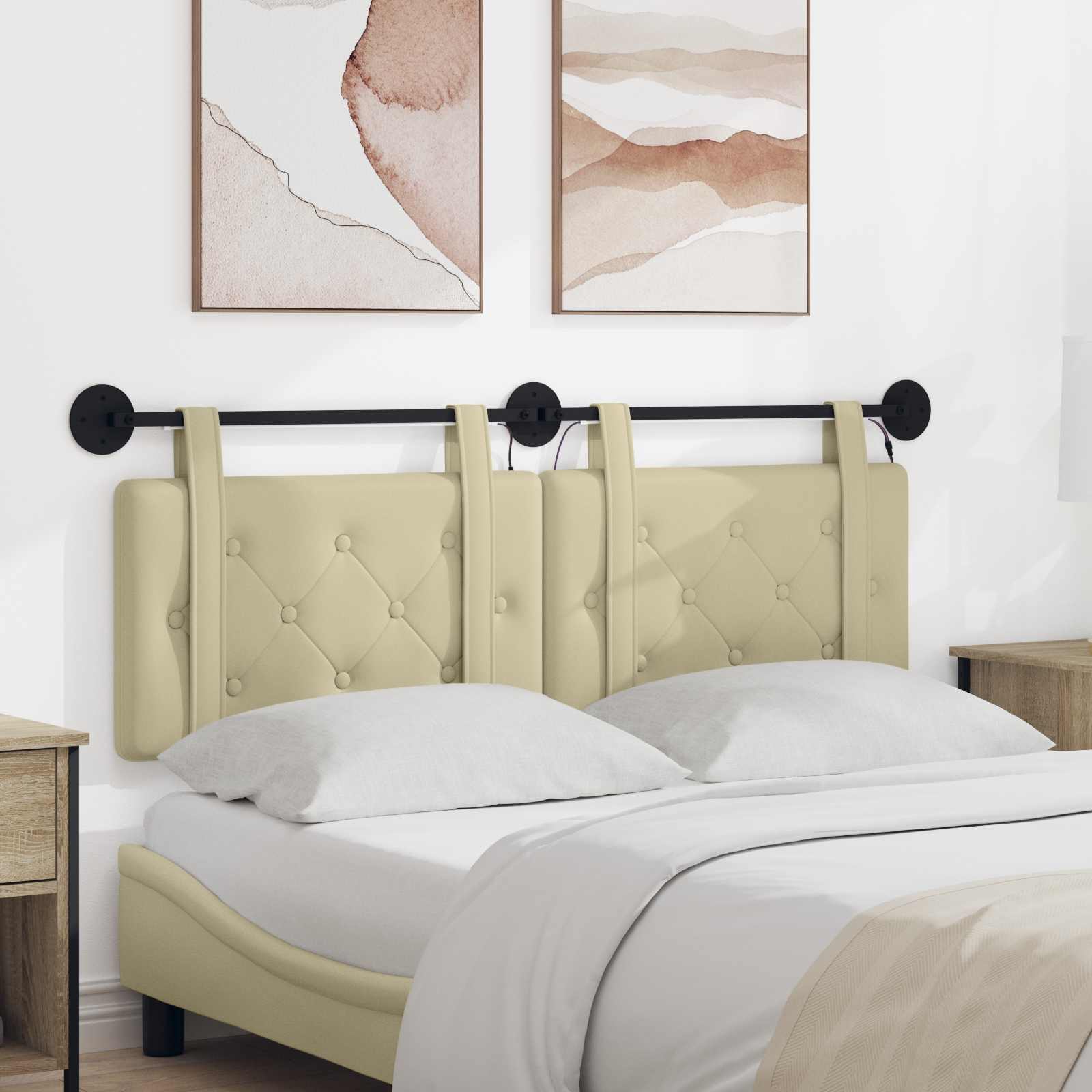 vidaXL Hangend Hoofdeinde Wandgemonteerd Crème 80 cm Nep Leer