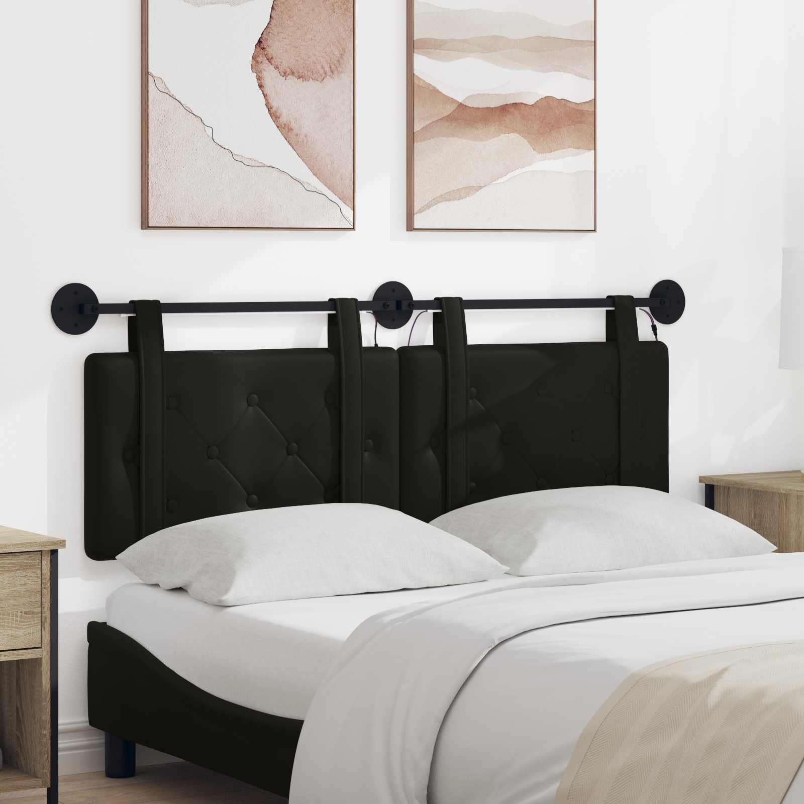 vidaXL Hangend Hoofdeinde Wandgemonteerd Crème 80 cm Nep Leer