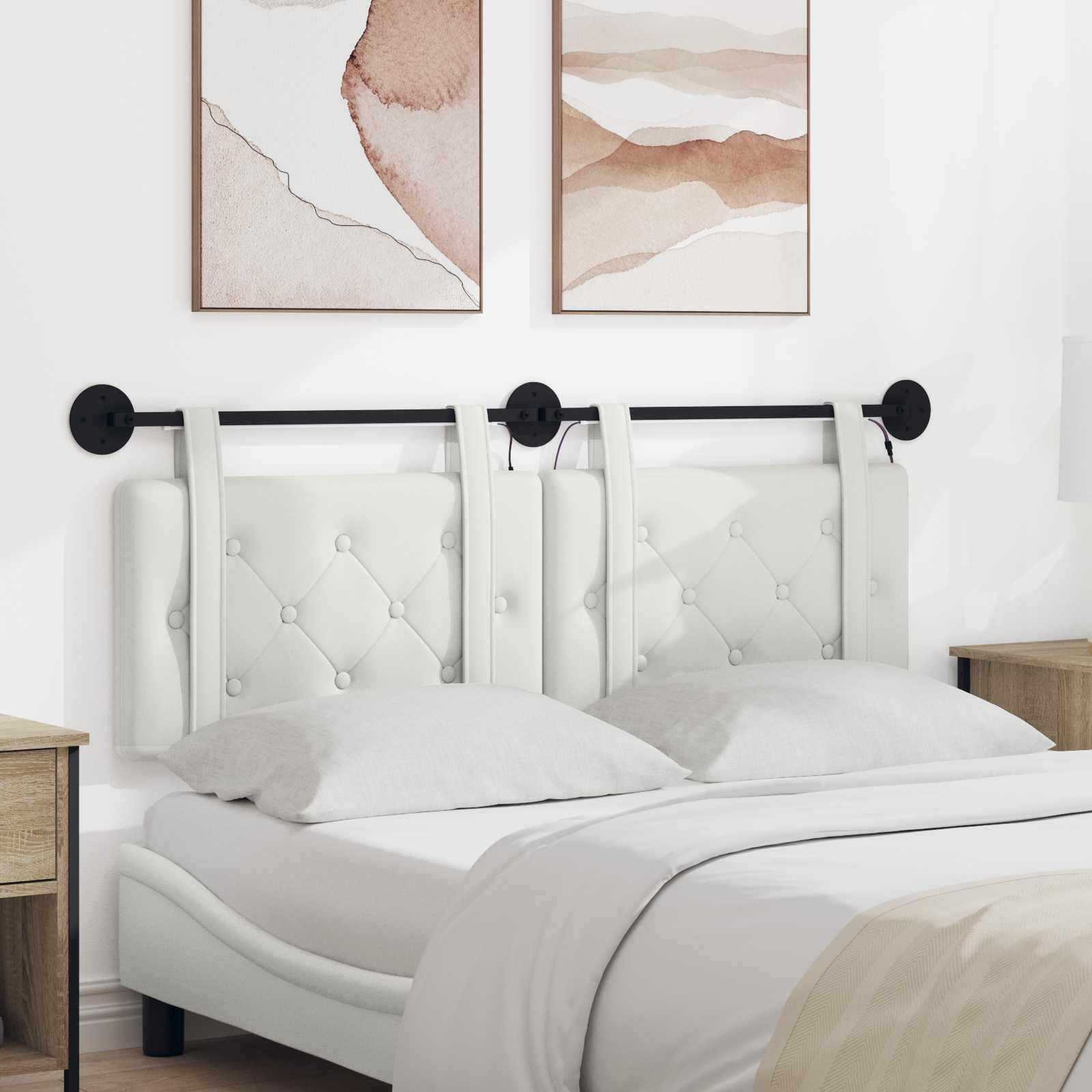 vidaXL Hangend Hoofdeinde Wandgemonteerd Crème 80 cm Nep Leer