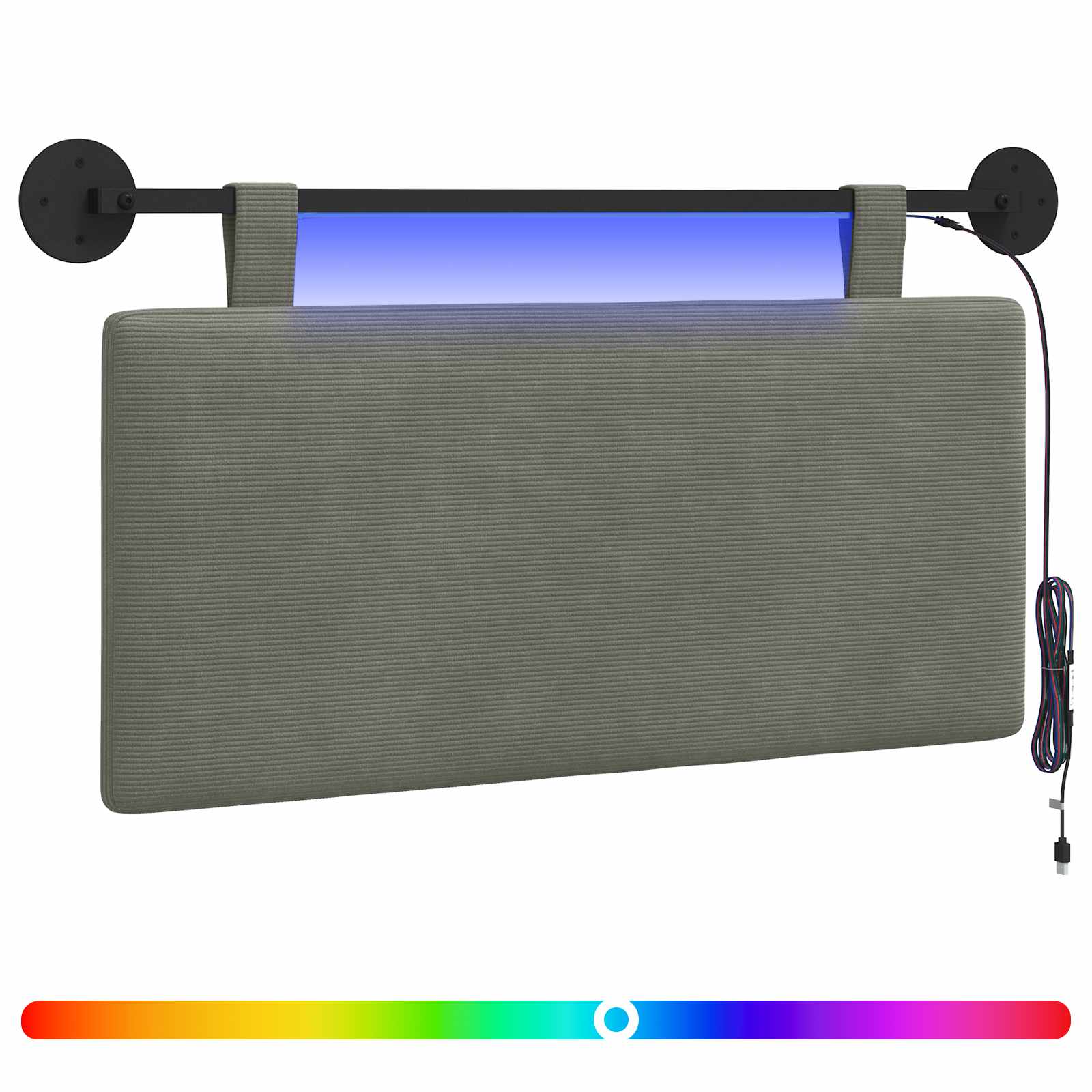 vidaXL Hangend Hoofdeinde Effen Lichtgrijs 150 x 55 x 5 cm Katoen Stof