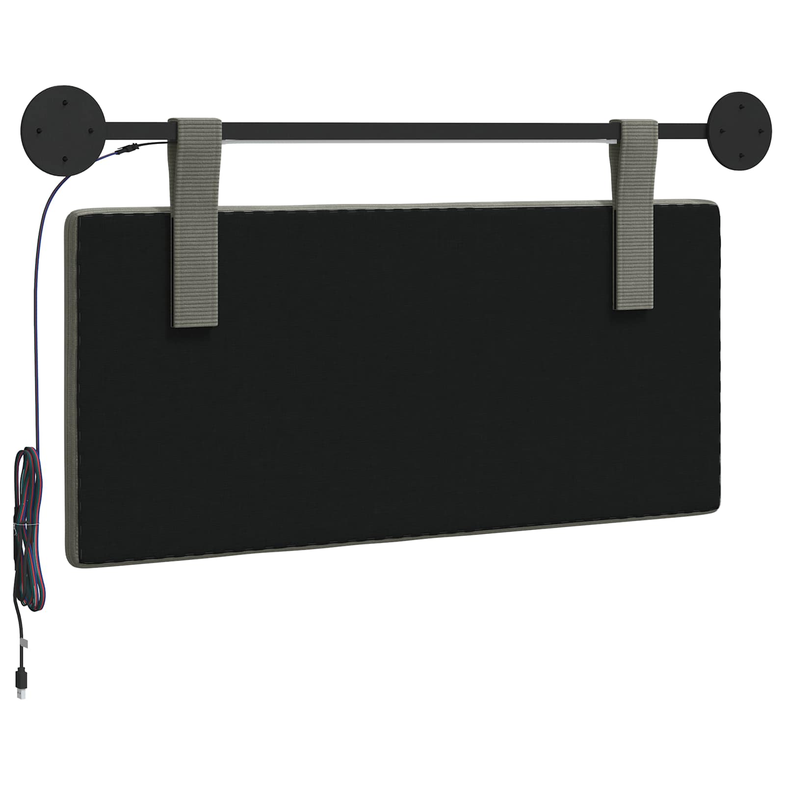 vidaXL Hangend Hoofdeinde Effen Lichtgrijs 150 x 55 x 5 cm Katoen Stof