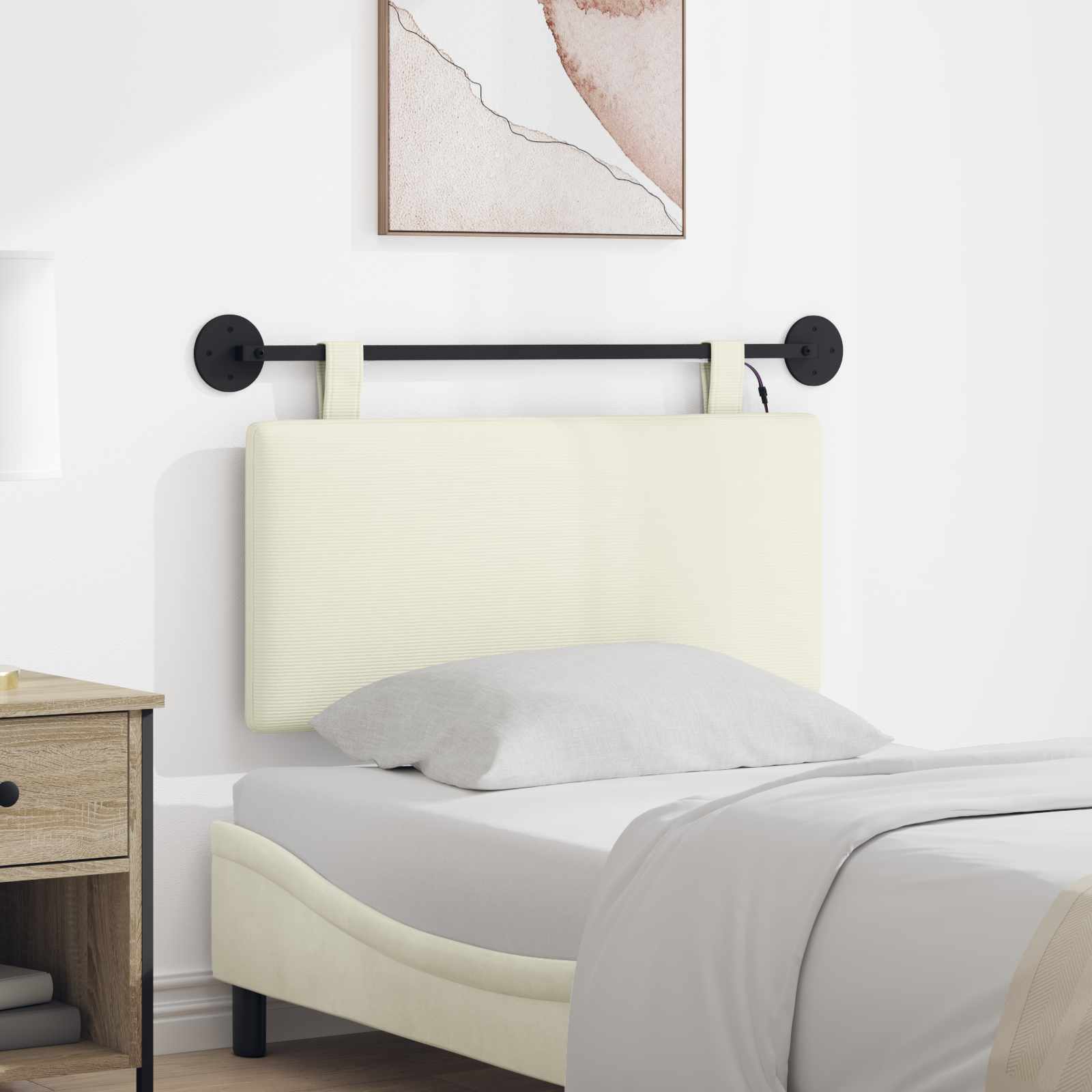 vidaXL Hangend Hoofdeinde Effen Lichtgrijs 150 x 55 x 5 cm Katoen Stof