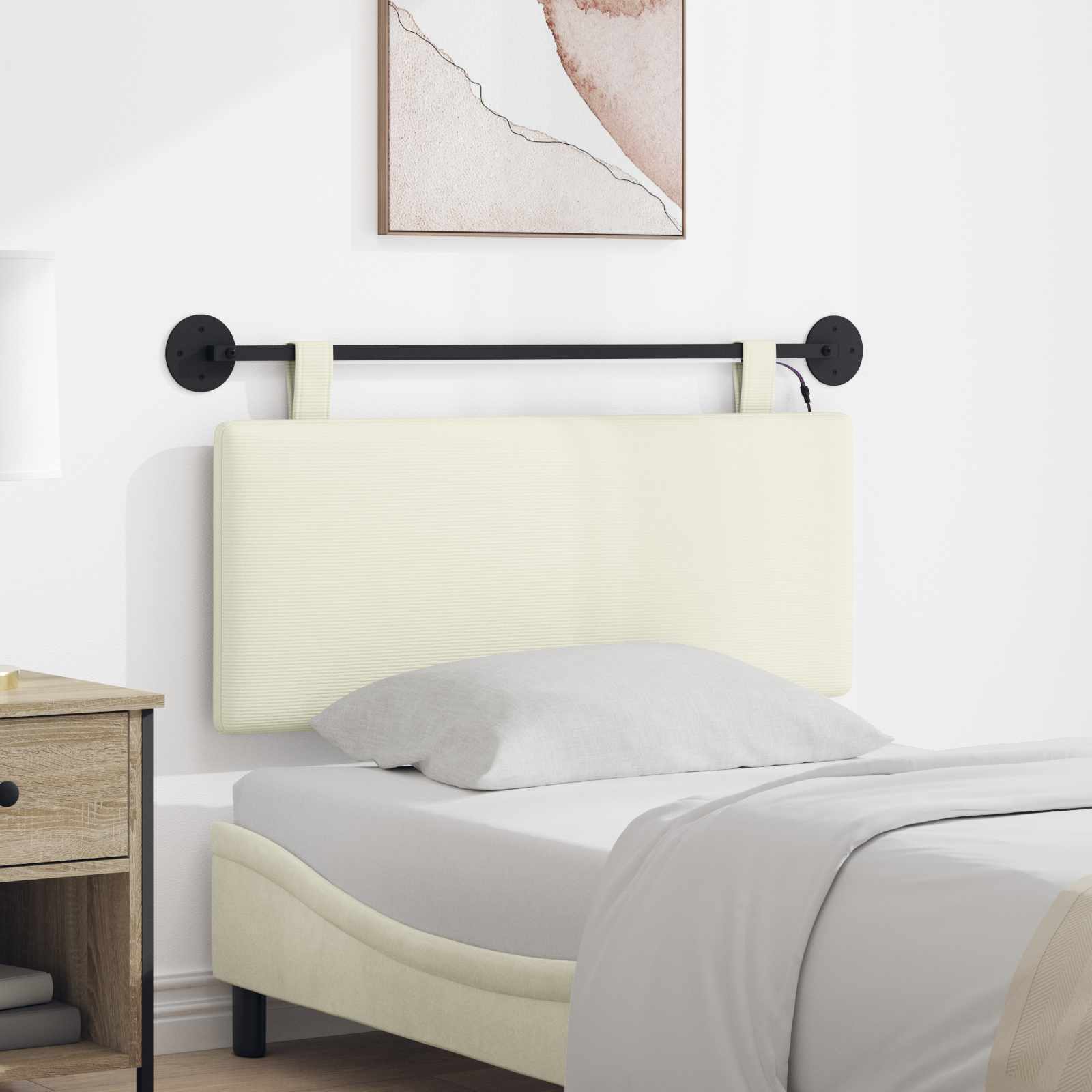vidaXL Hangend Hoofdeinde Effen Lichtgrijs 150 x 55 x 5 cm Katoen Stof