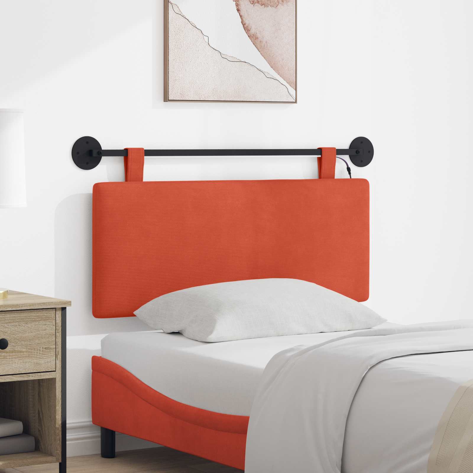 vidaXL Hangend Hoofdeinde Effen Lichtgrijs 150 x 55 x 5 cm Katoen Stof