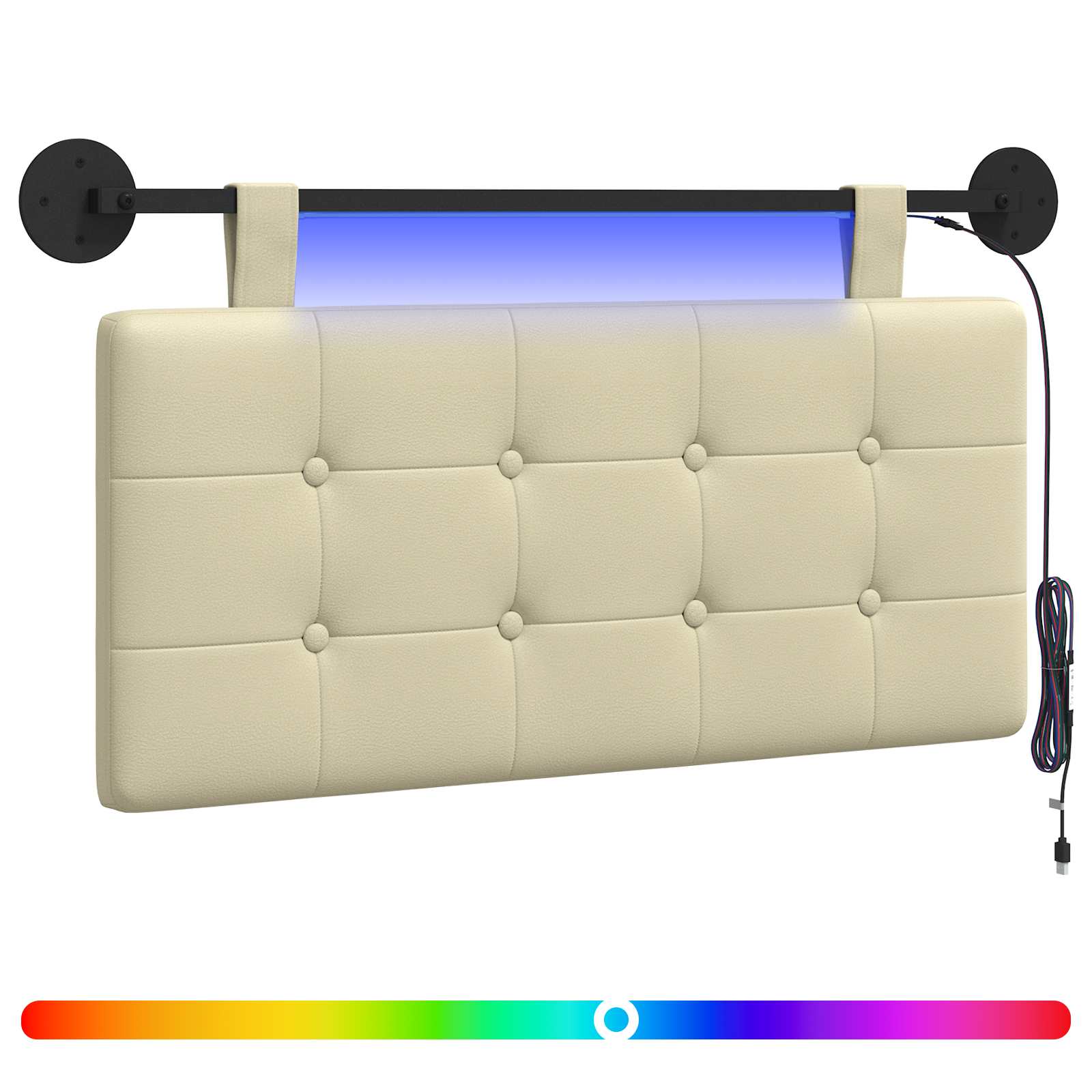 vidaXL Hangend Hoofdeinde Crème 100 x 55 x 5 cm Nep Leer