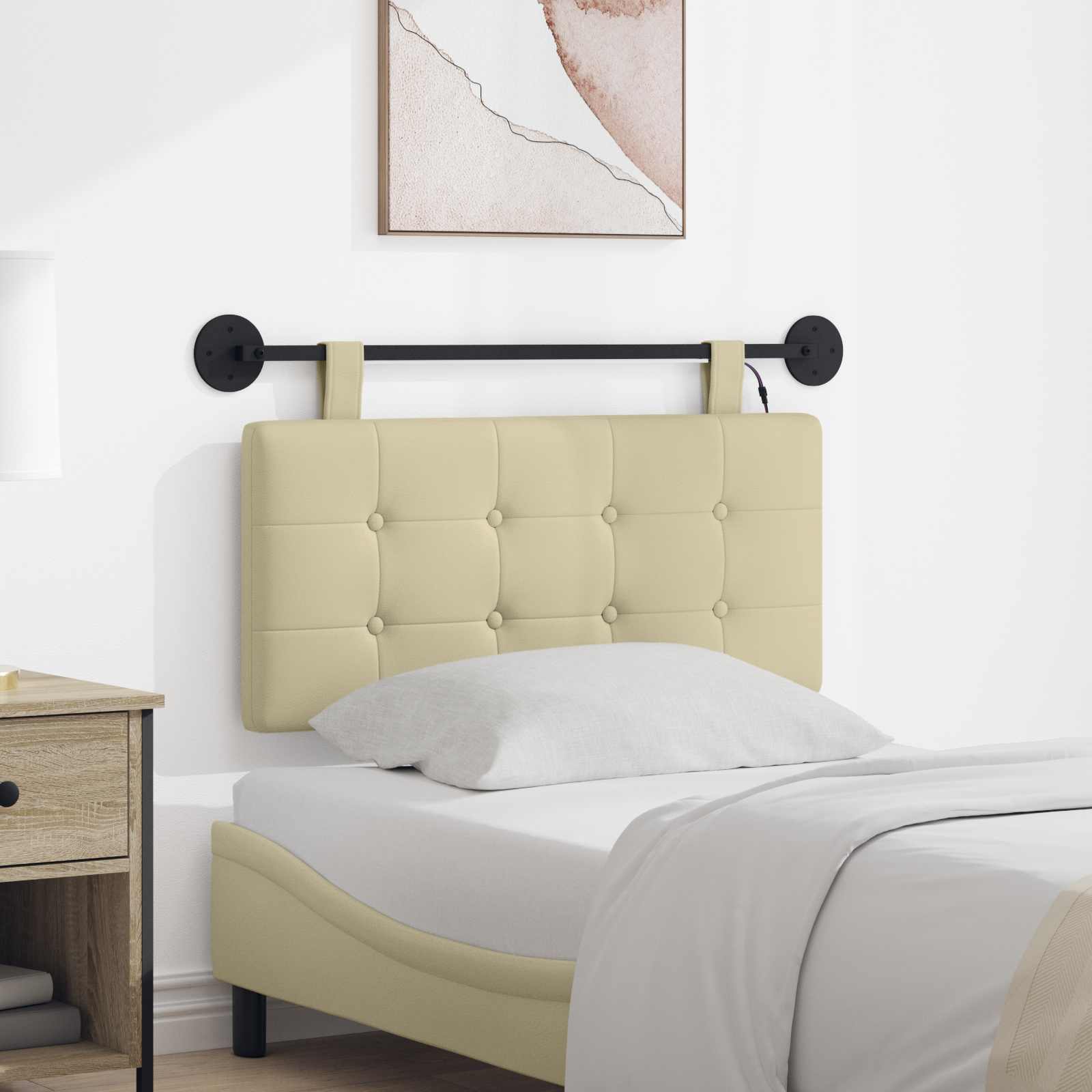 vidaXL Hangend Hoofdeinde Crème 100 x 55 x 5 cm Nep Leer