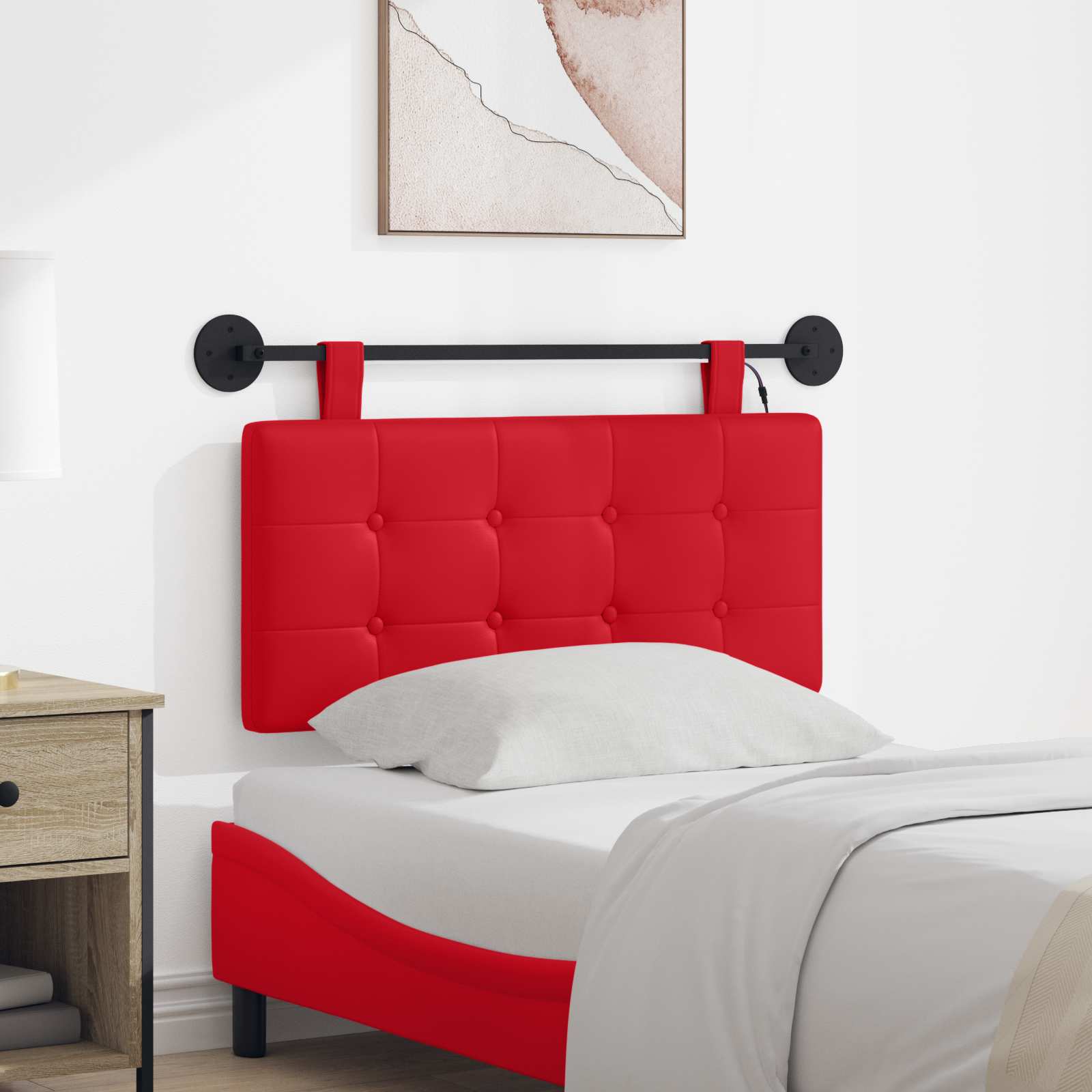 vidaXL Hangend Hoofdeinde Crème 100 x 55 x 5 cm Nep Leer