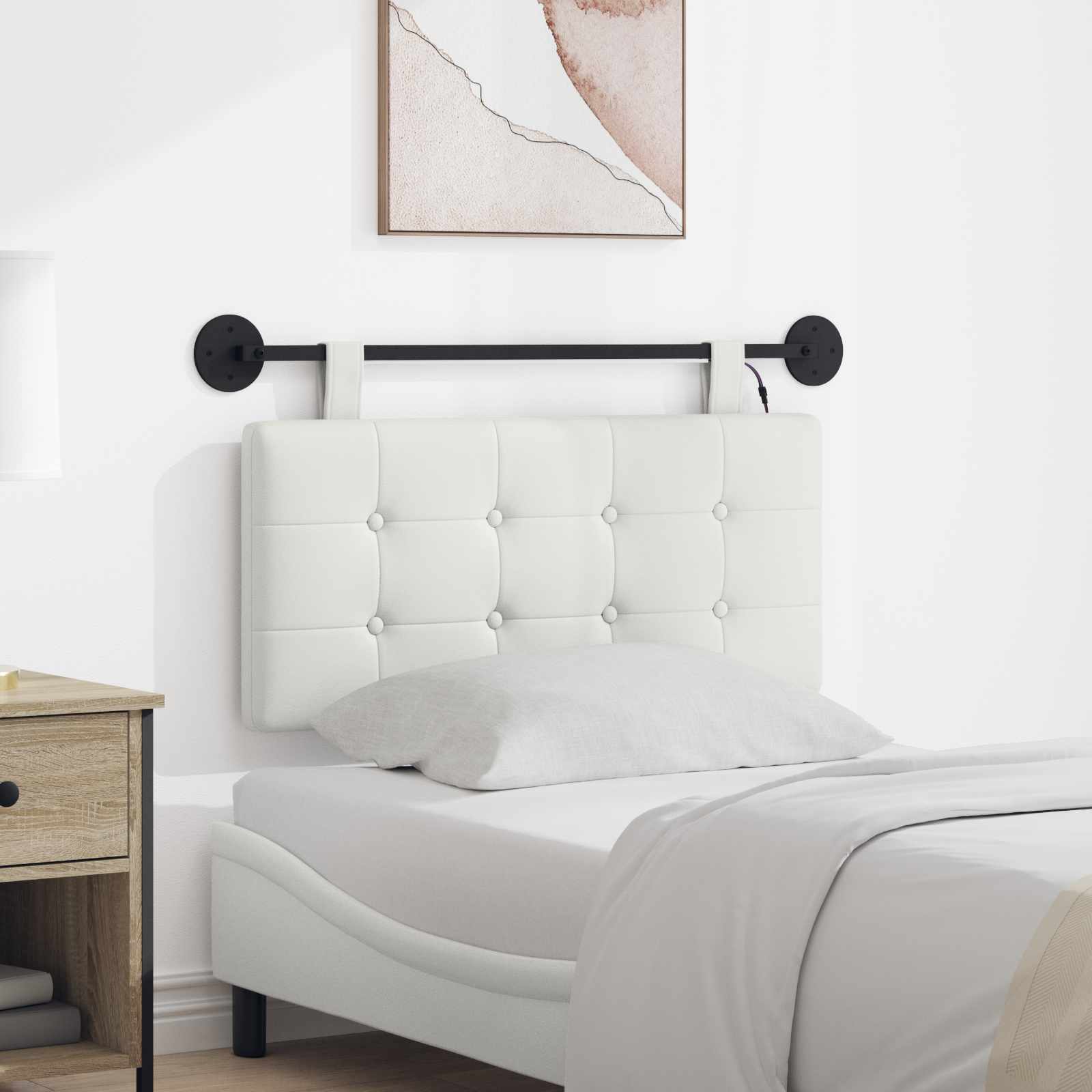 vidaXL Hangend Hoofdeinde Crème 100 x 55 x 5 cm Nep Leer