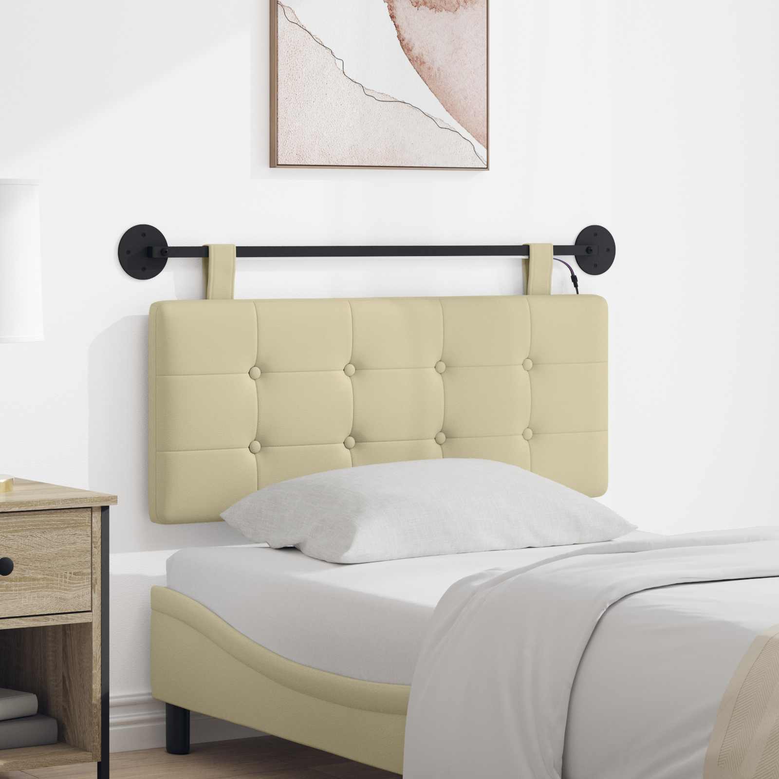 vidaXL Hangend Hoofdeinde Crème 100 x 55 x 5 cm Nep Leer