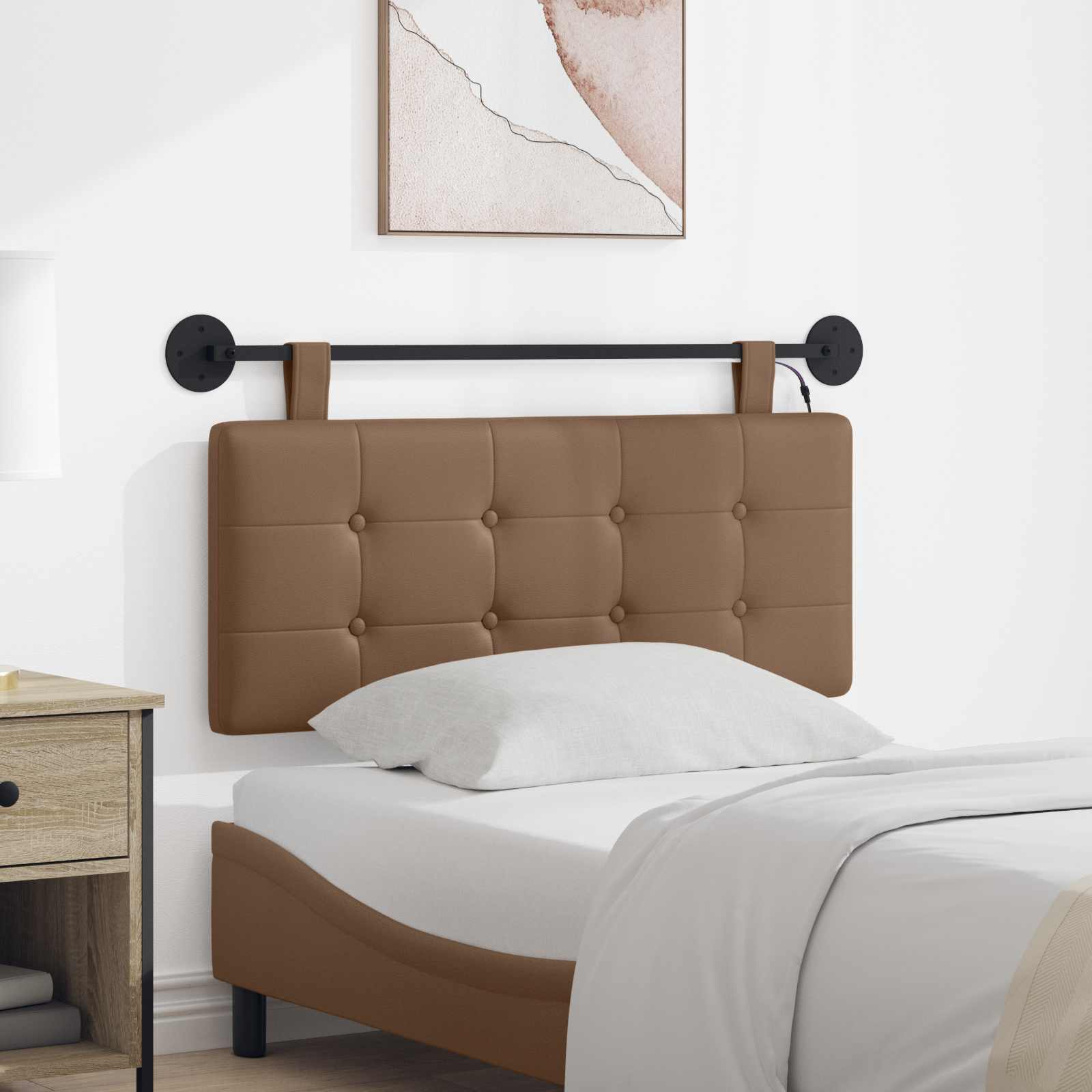 vidaXL Hangend Hoofdeinde Crème 100 x 55 x 5 cm Nep Leer