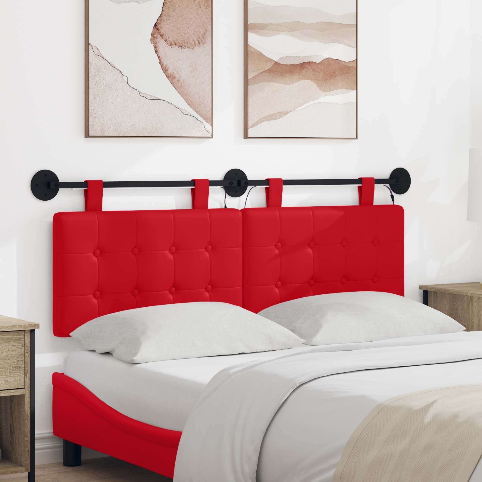 vidaXL Hangend Hoofdeinde Crème 100 x 55 x 5 cm Nep Leer
