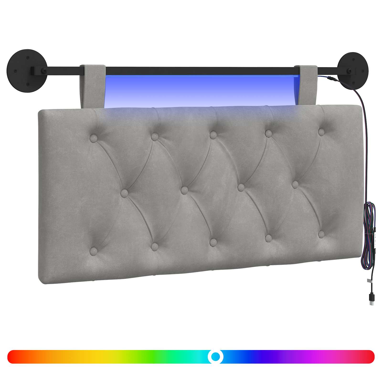 vidaXL Hangend Hoofdeinde Lichtgrijs 90 x 55 x 7 cm Fluweel