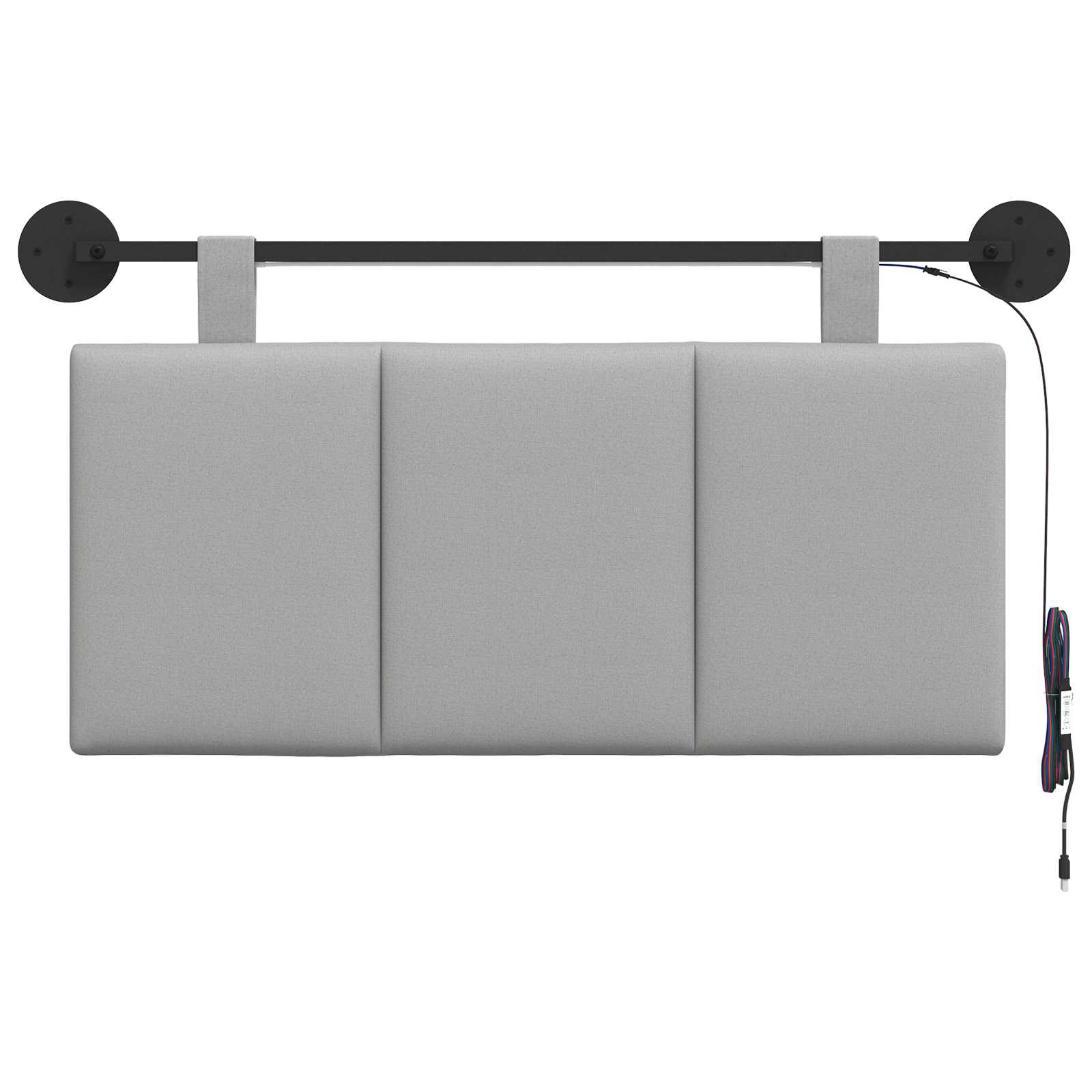 vidaXL Hangend Hoofdeinde Gestreept Wolkengrijs 90 x 55 x 5 cm Stof