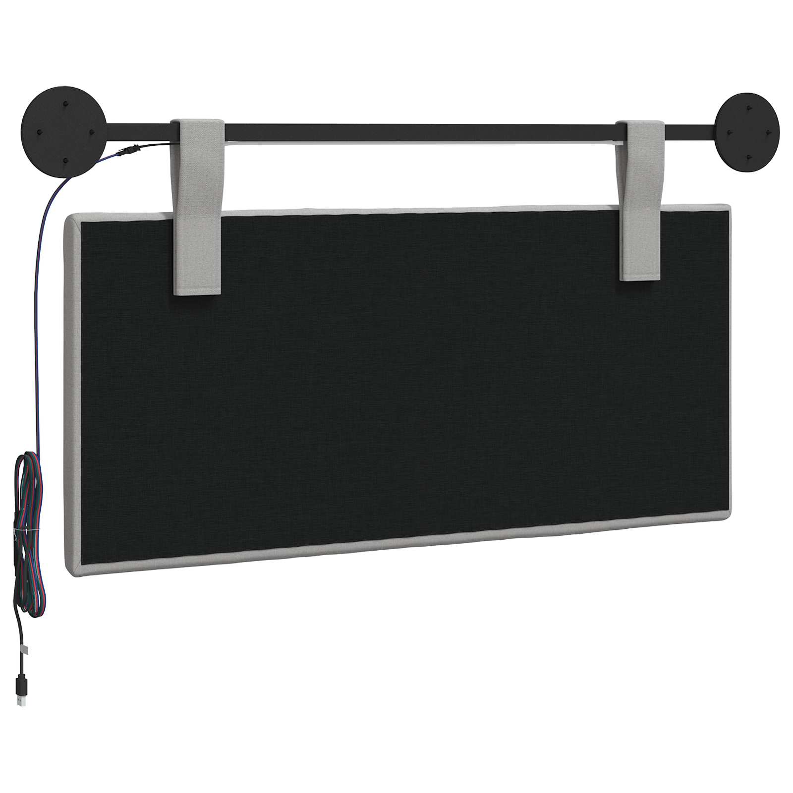 vidaXL Hangend Hoofdeinde Gestreept Wolkengrijs 90 x 55 x 5 cm Stof