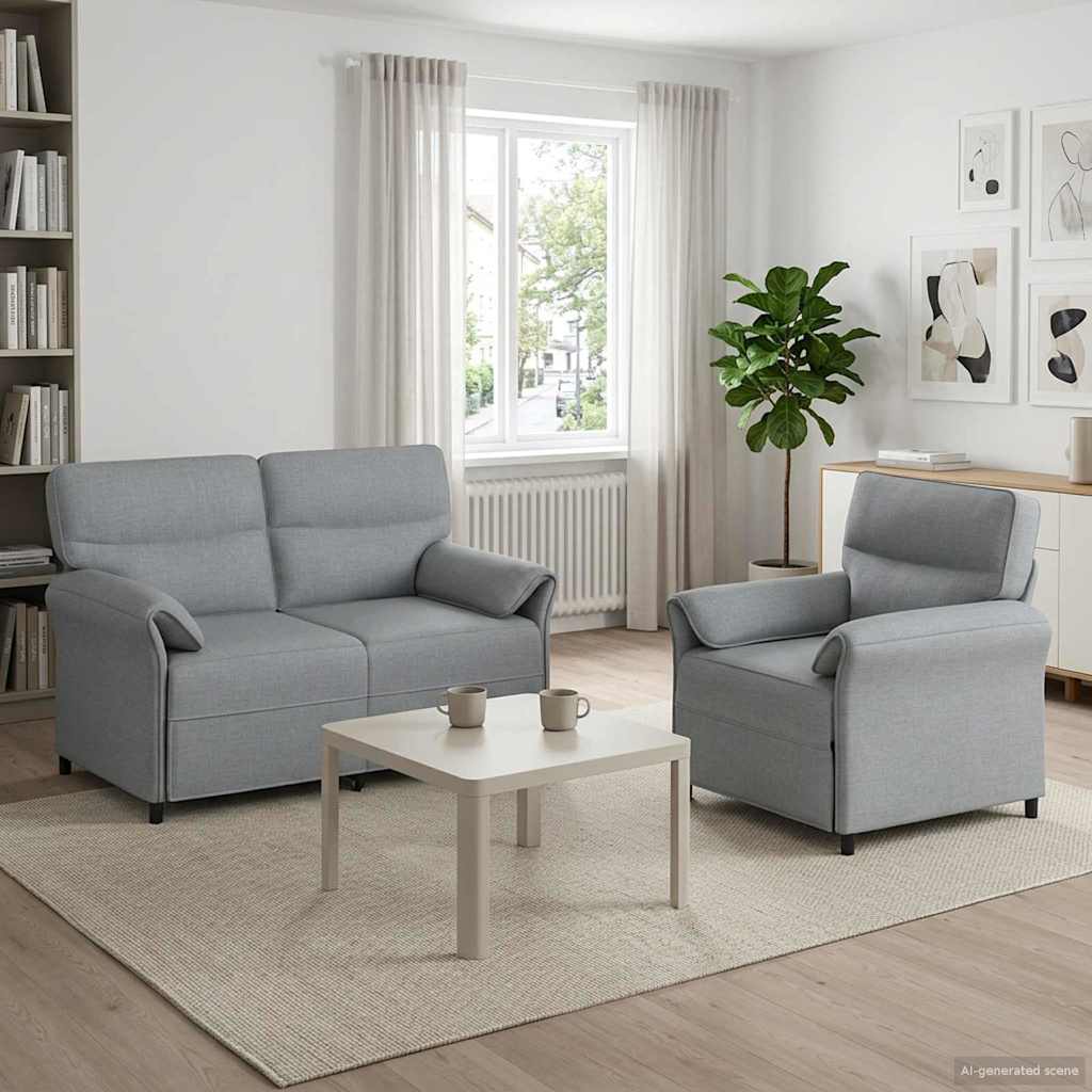 vidaXL Bankstel 2 st Lichtgrijs Stof