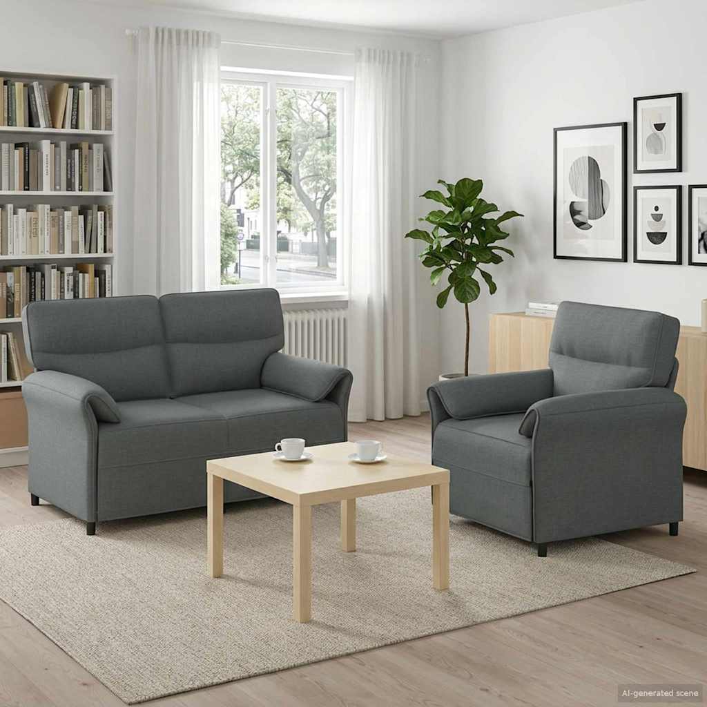 vidaXL Bankstel 2 st Lichtgrijs Stof