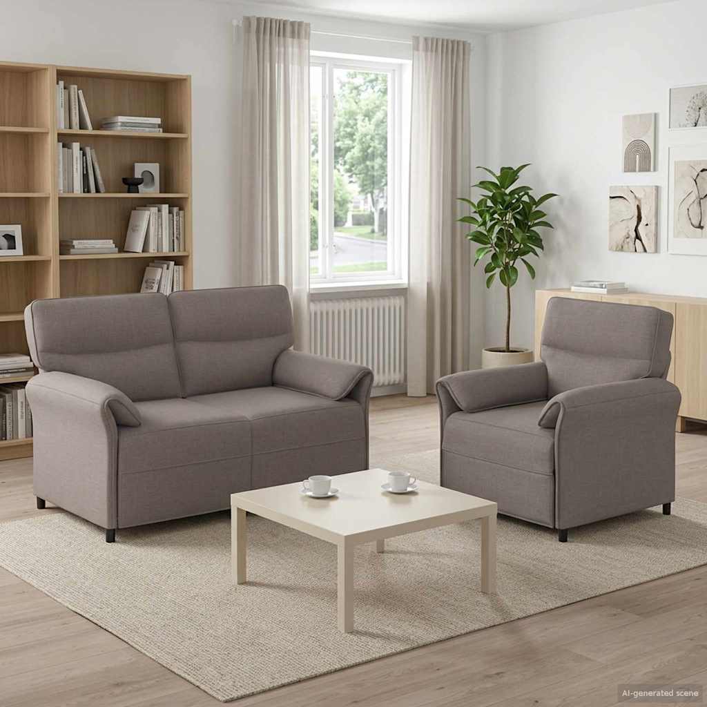 vidaXL Bankstel 2 st Lichtgrijs Stof