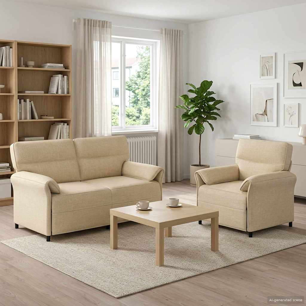 vidaXL Bankstel 2 st Lichtgrijs Stof