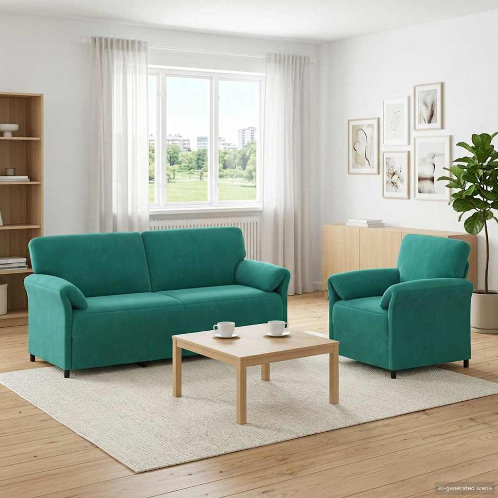 vidaXL Bankstel 2 st Lichtgrijs Fluweel