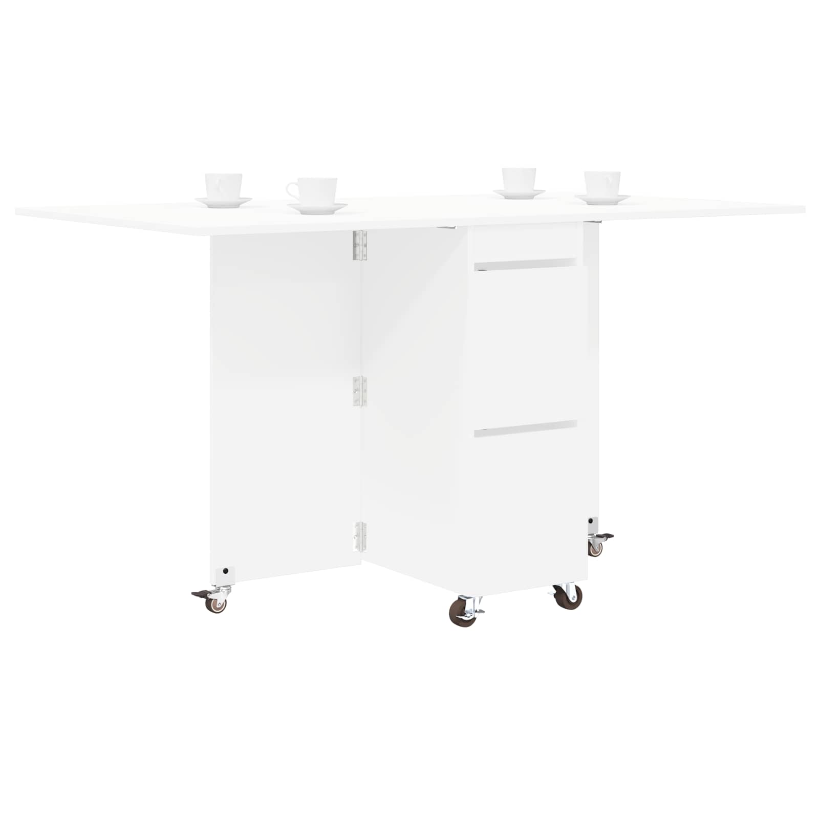 vidaXL Eettafel 2 pcs 140 x 80 x 77 cm Bewerkt hout Wit Rechthoekig