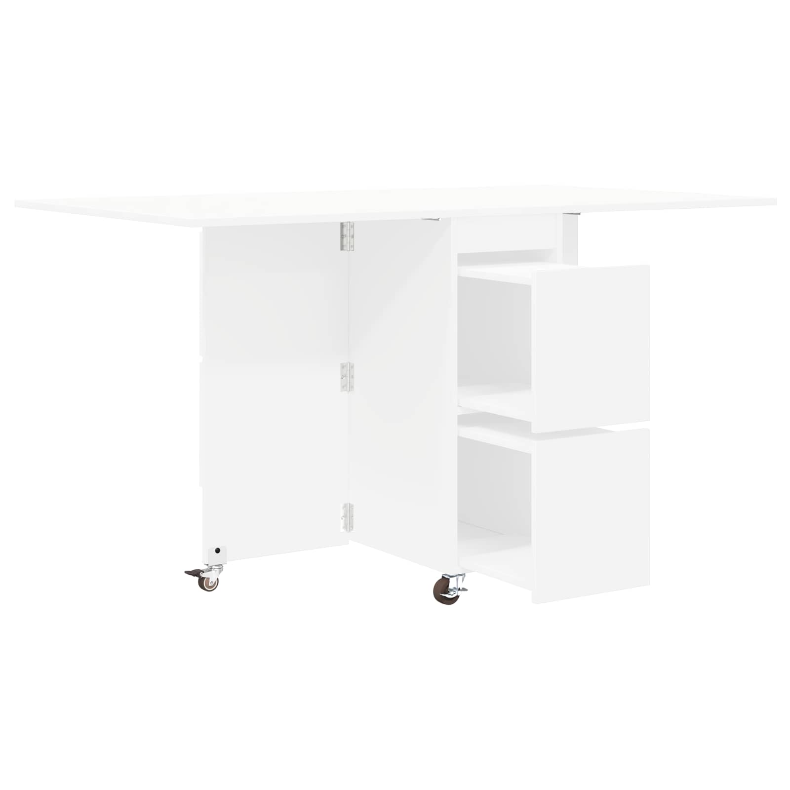 vidaXL Eettafel 2 pcs 140 x 80 x 77 cm Bewerkt hout Wit Rechthoekig