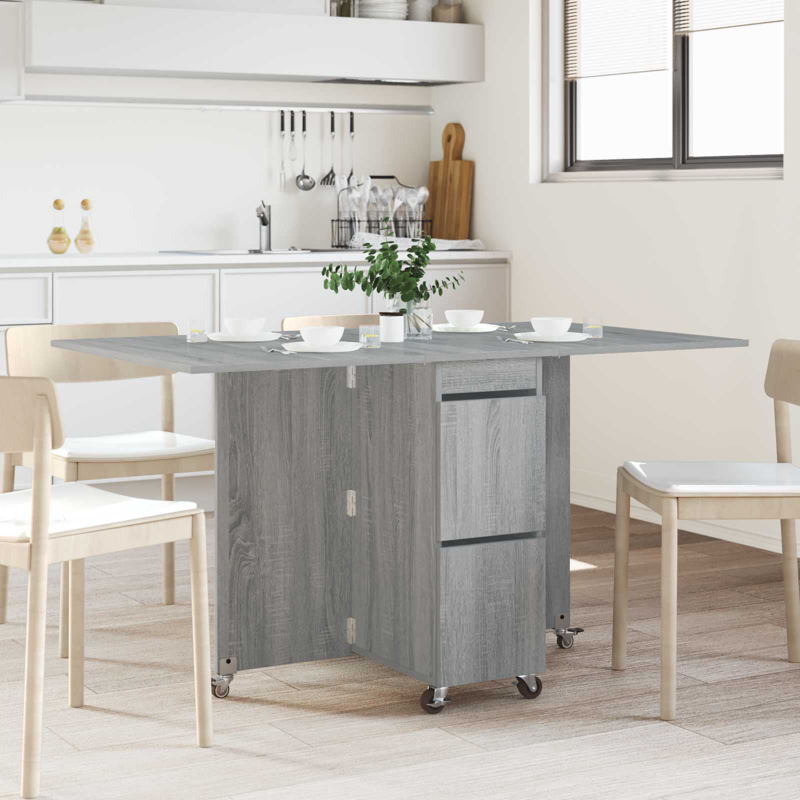 vidaXL Eettafel 2 pcs 140 x 80 x 77 cm Bewerkt hout Wit Rechthoekig