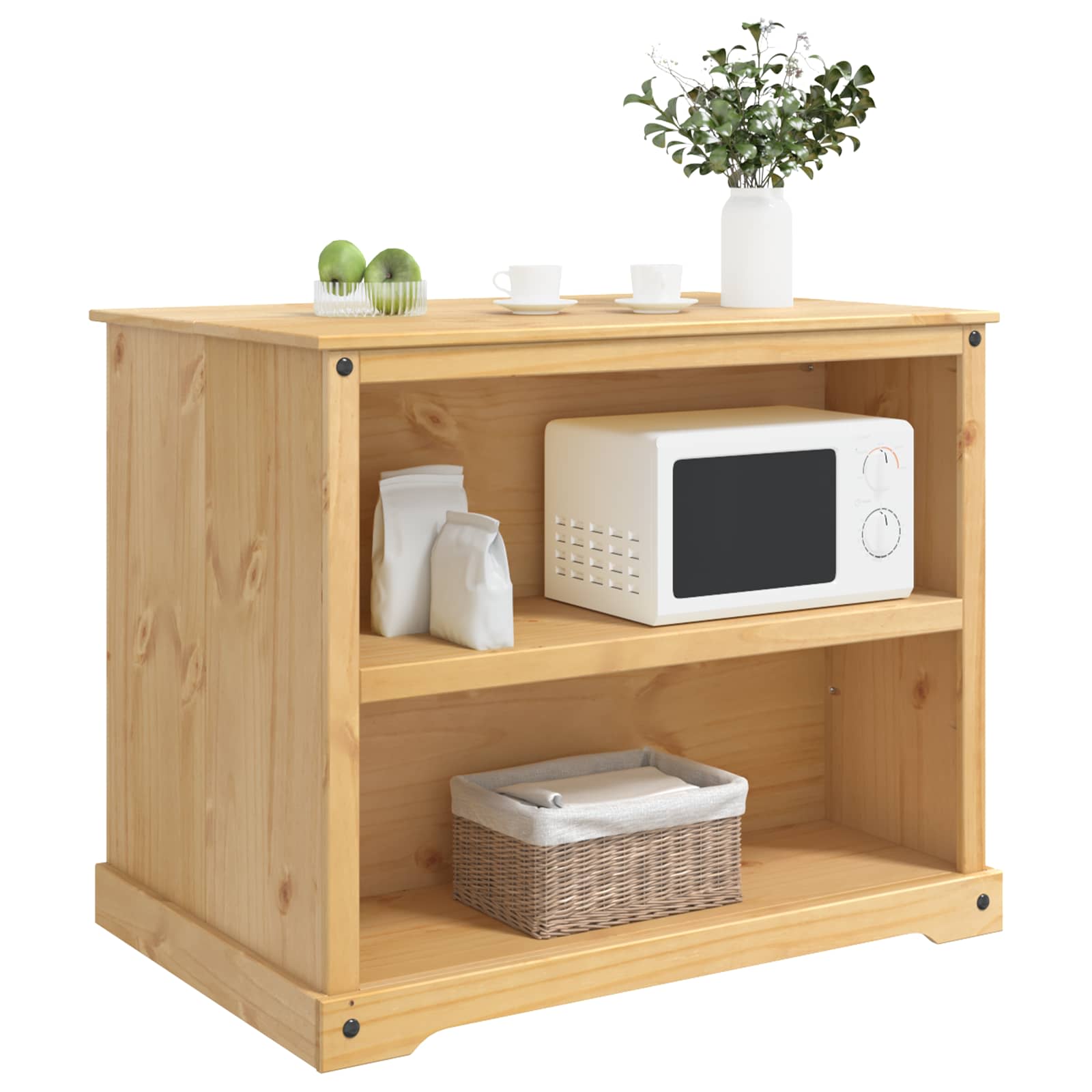 vidaXL Keuken Trolley met plank 2 pcs Honing Wax 112 x 77 x 91,5 cm