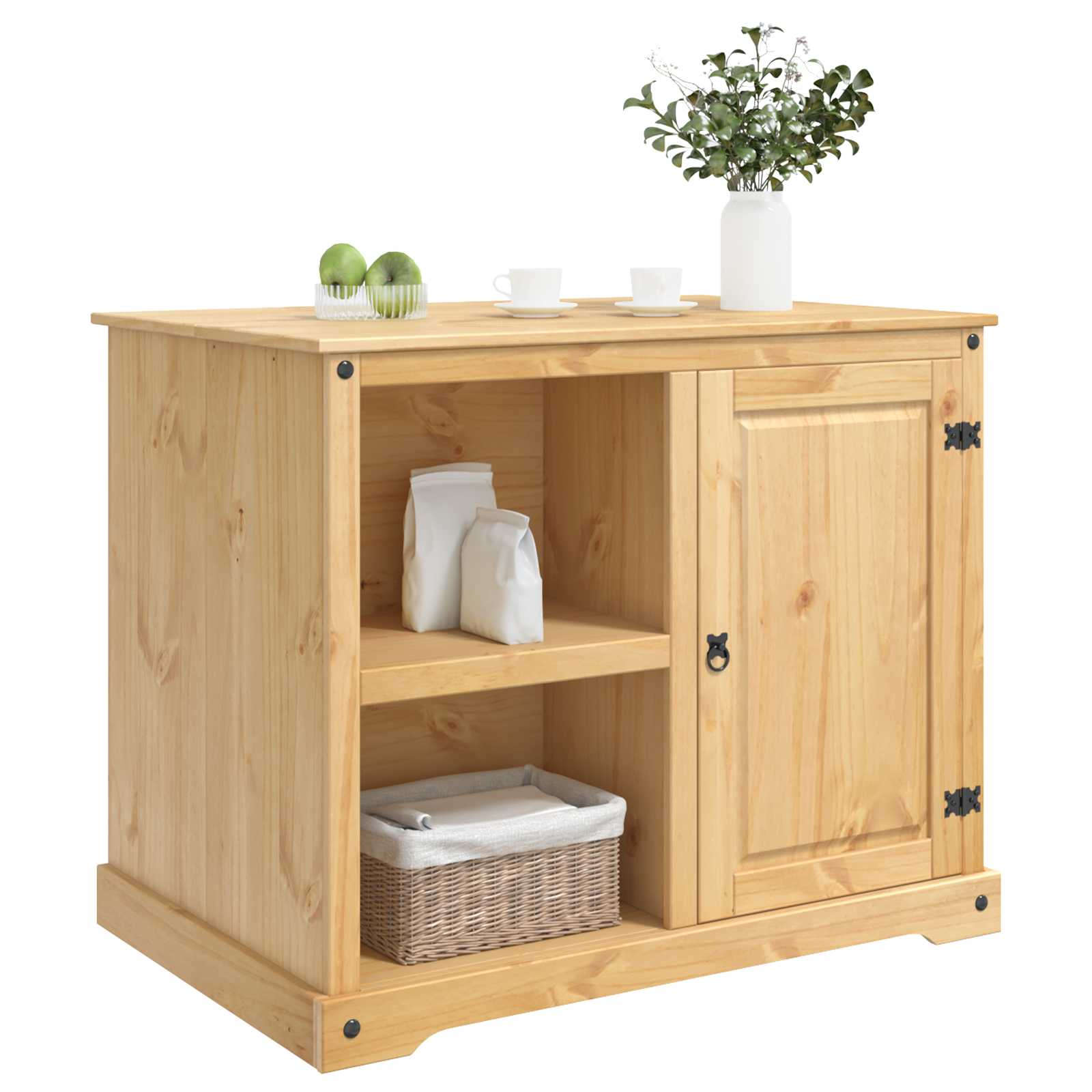 vidaXL Keuken Trolley met plank 2 pcs Honing Wax 112 x 77 x 91,5 cm