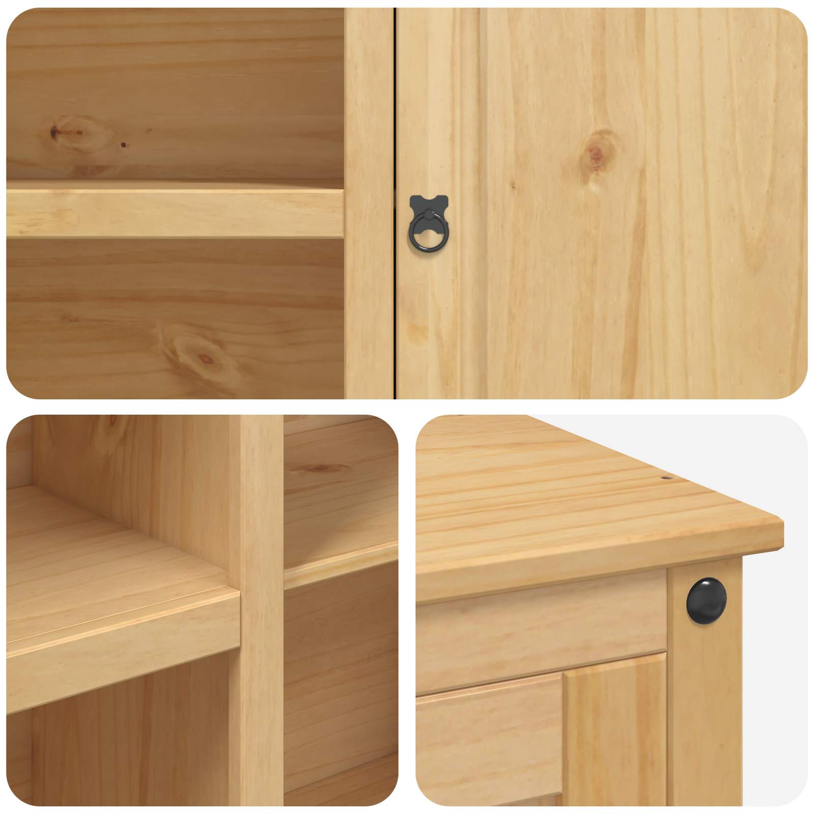 vidaXL Keuken Trolley met plank 2 pcs Honing Wax 112 x 77 x 91,5 cm